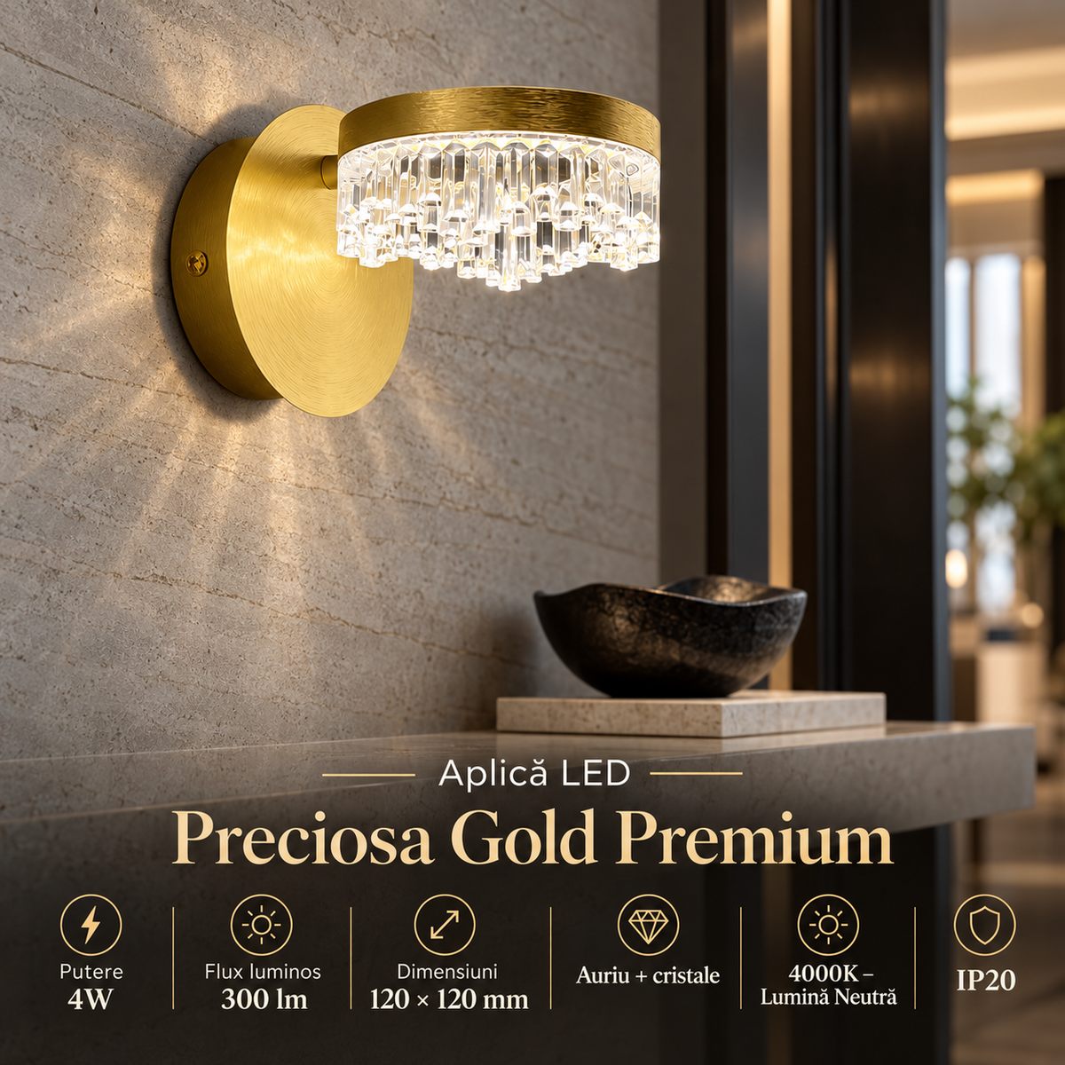 Aplica LED Preciosa Gold Premium