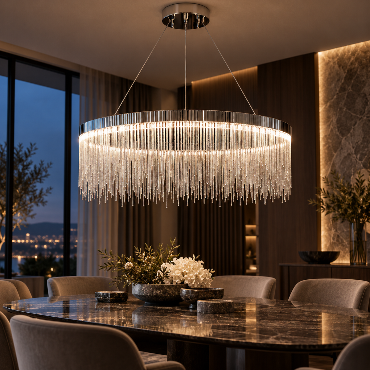 Lustra LED Suspendata Silver Chains Deluxe