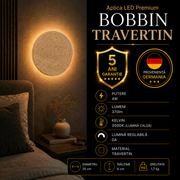 Aplica LED Premium Bobbin Travertin Ø25CM