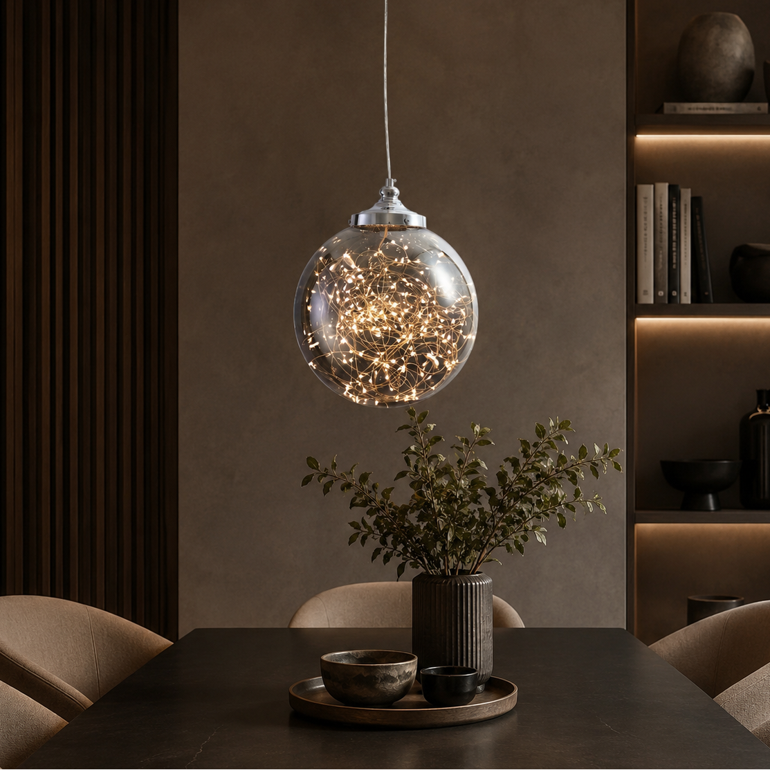 Pendul LED Unique STARS Crom Fumuriu Echivalent 40W