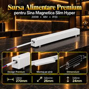 Sursa Alimentare White Premium pentru Sina Magnetica Hyper 200W | 48V | 27CM