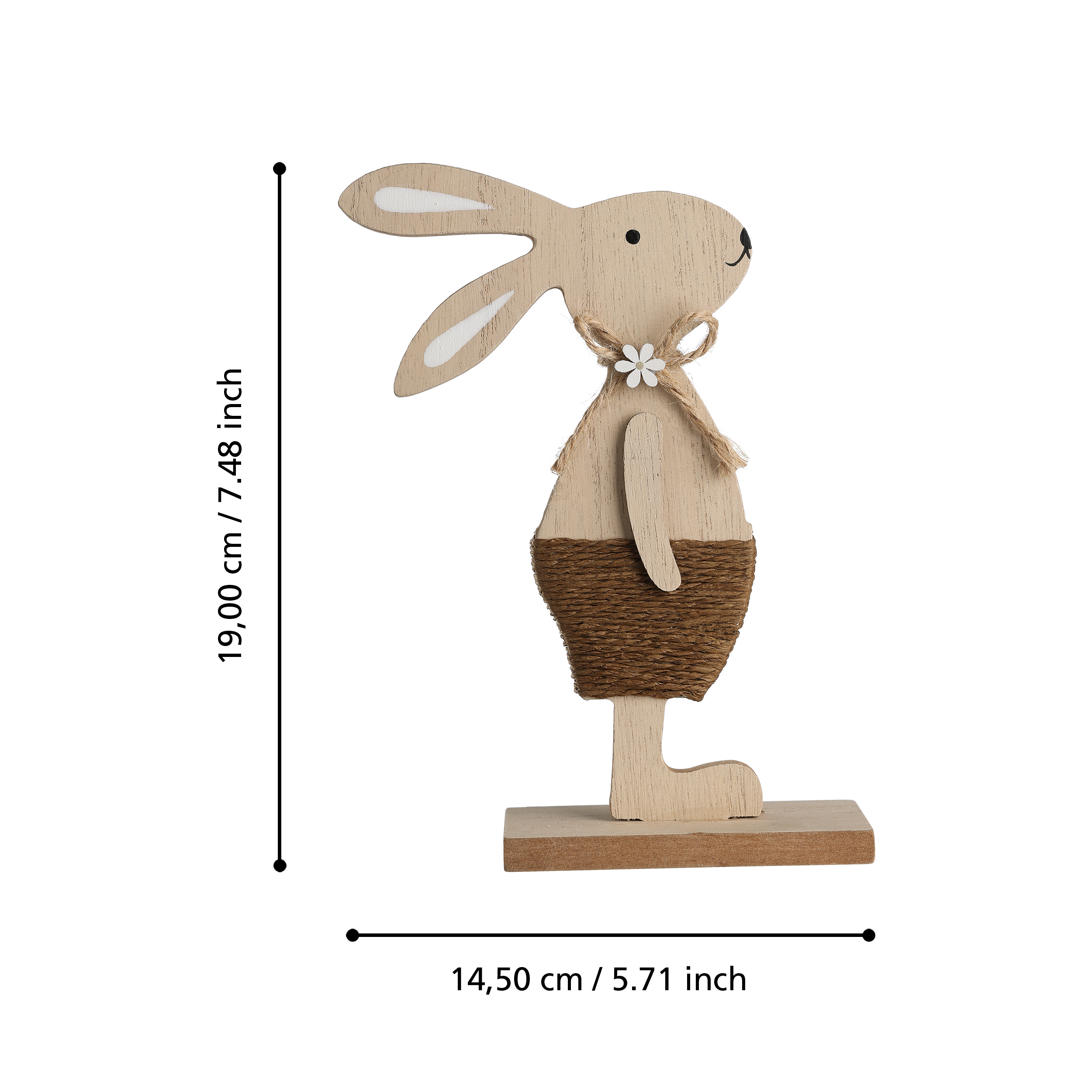 Set 12 Statuete Decorative Balmaha Bunny Wood & Jute