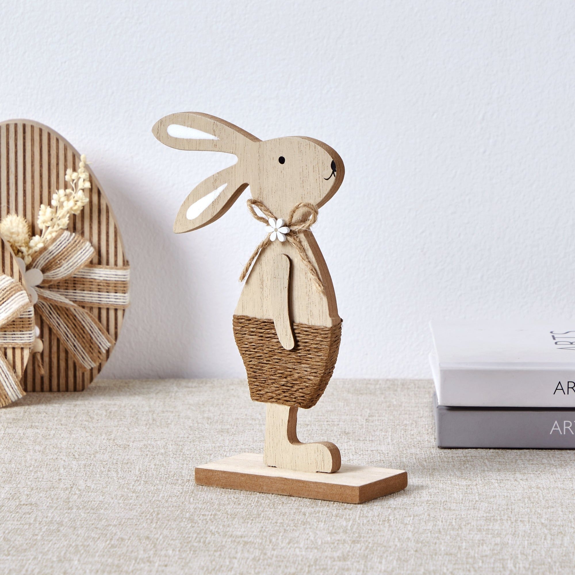Set 12 Statuete Decorative Balmaha Bunny Wood & Jute