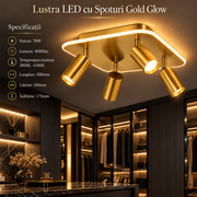 Lustra LED cu Spoturi 78W Gold GLOW Echivalent 400W