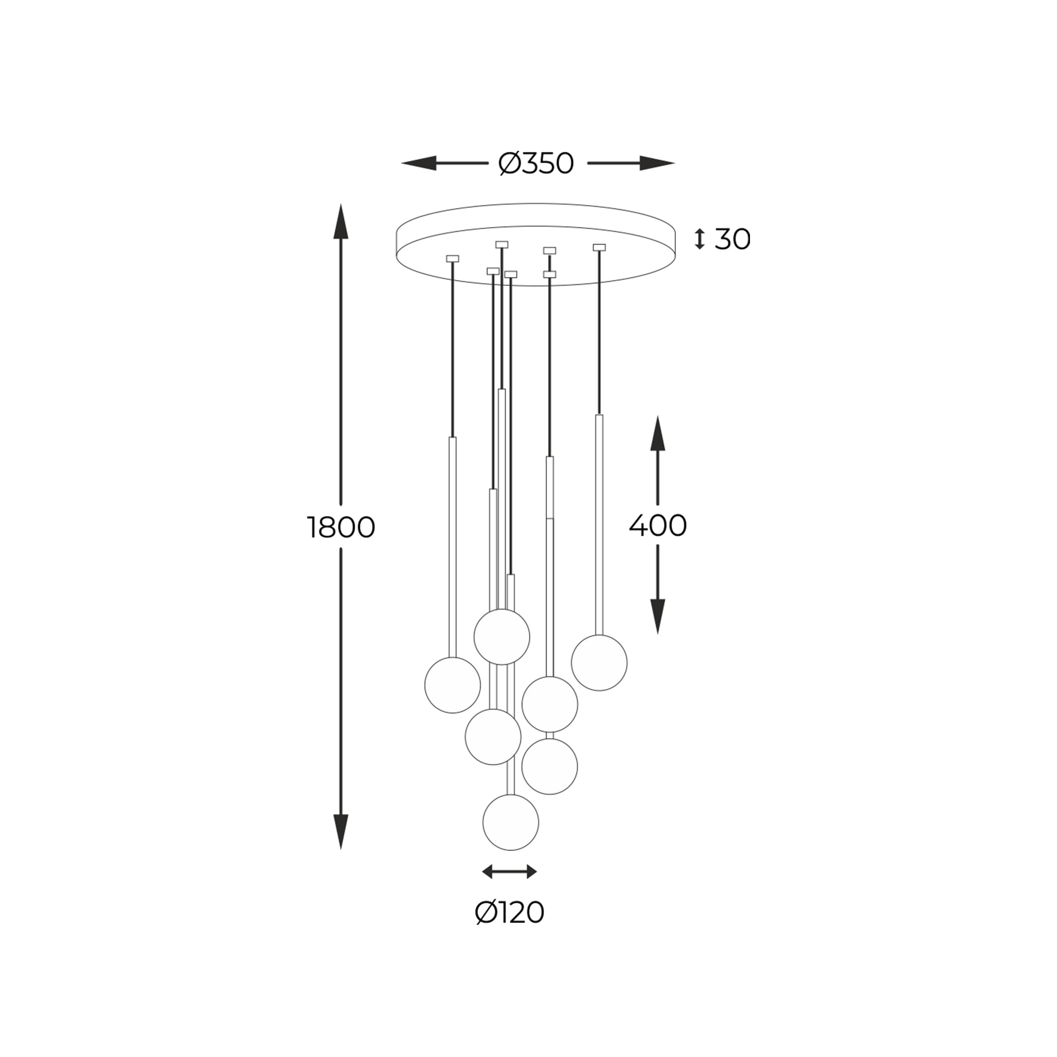 Lustra Abajur Suspendata Luxury ALI Golden 180CM