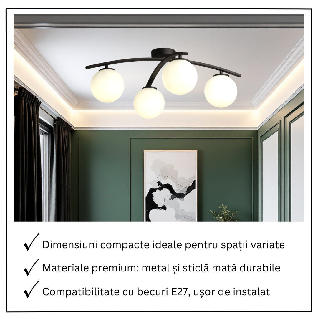 Lustra Abajur 4xE27 MAT BLACK - DM 2601/4 NEAGRA / ABAJUR Chandeliers