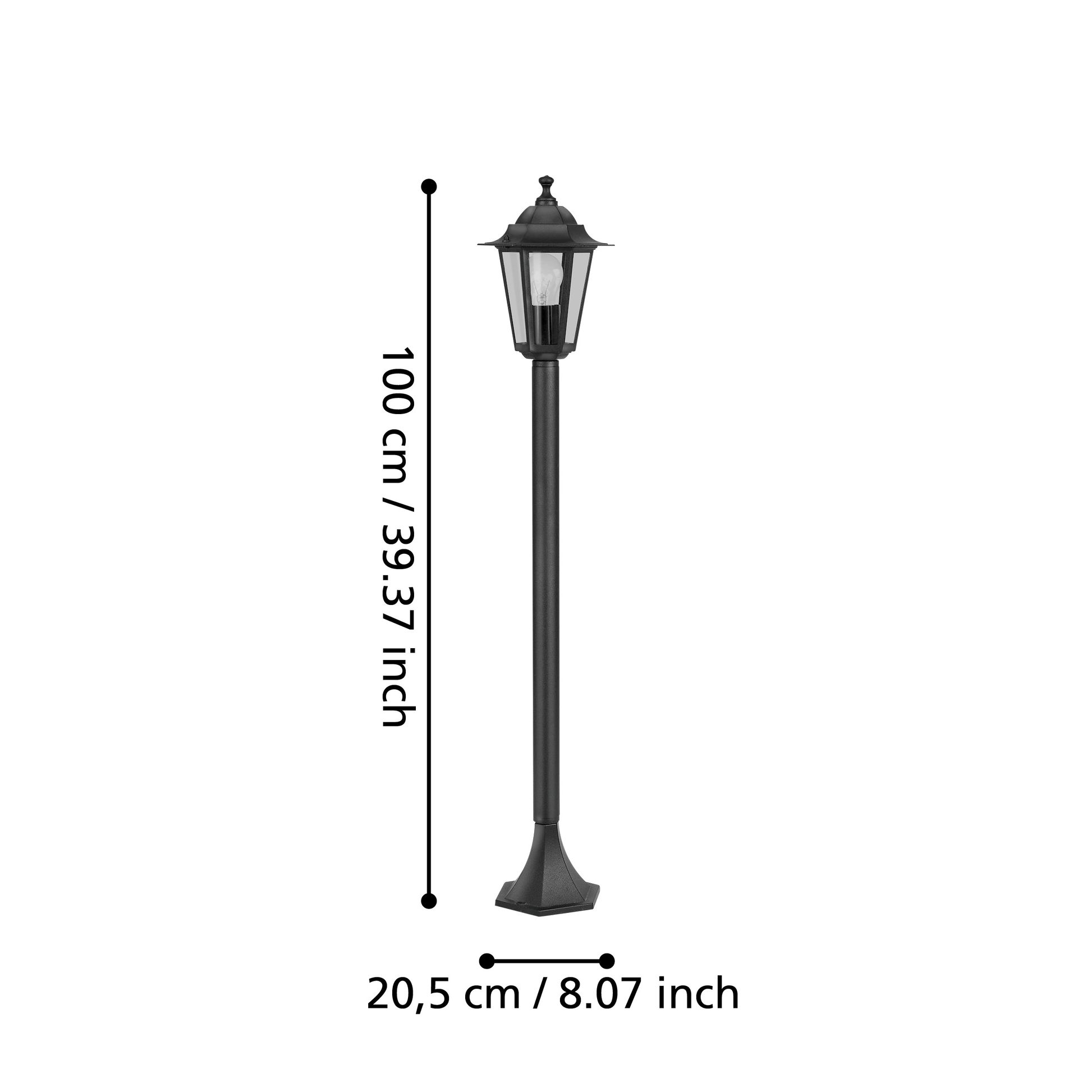 Stalp De Gradina LATERNA 4 Tip Felinar Negru 100CM