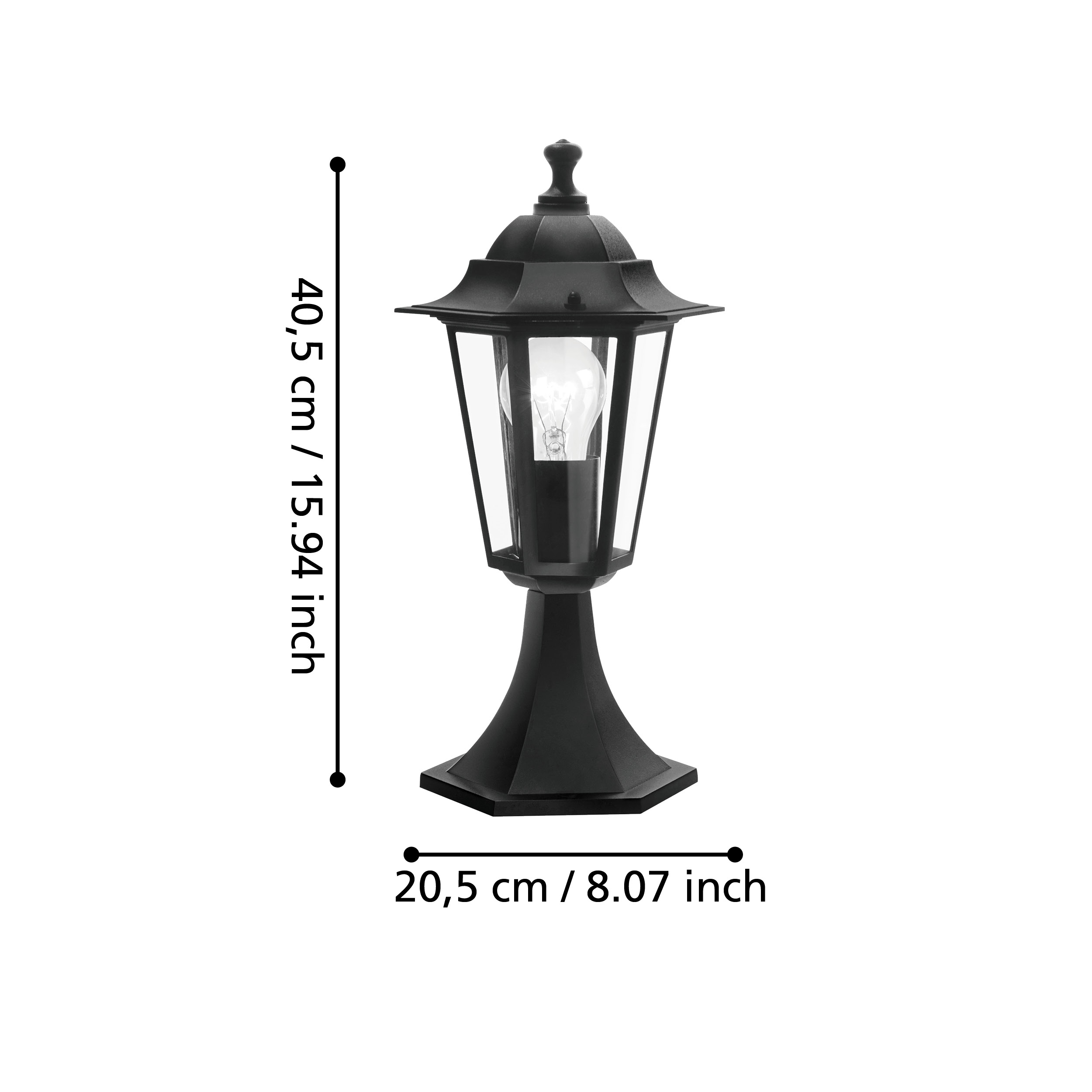 Stalpisor de Gradina Lanterna 4 Black 39CM, IP44, 1xE27