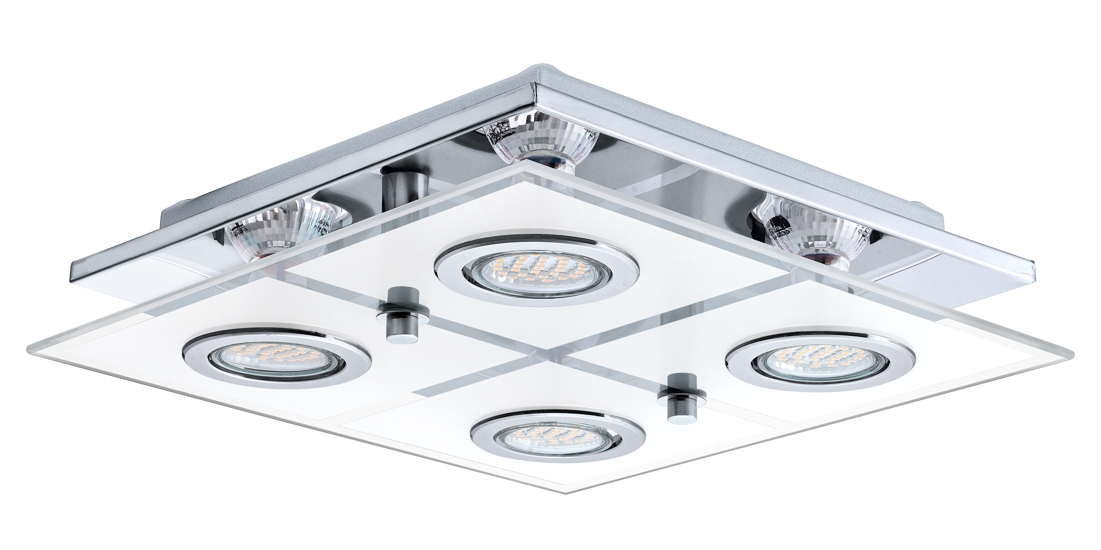 Lustra Cabo Square Silver & White cu 4 Spoturi 29CM