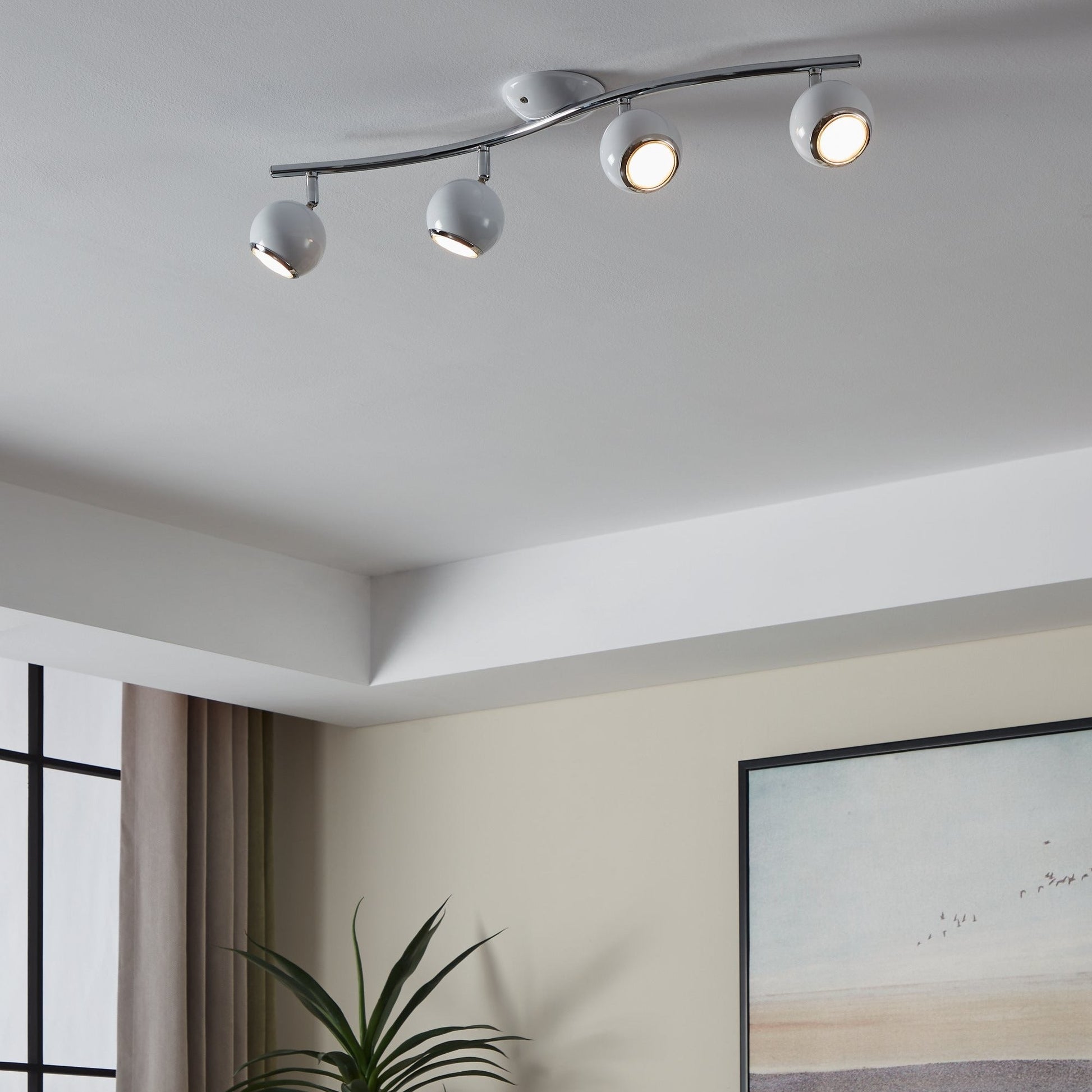 Lustra BIMEDA cu 4 Spoturi White & Silver 64CM