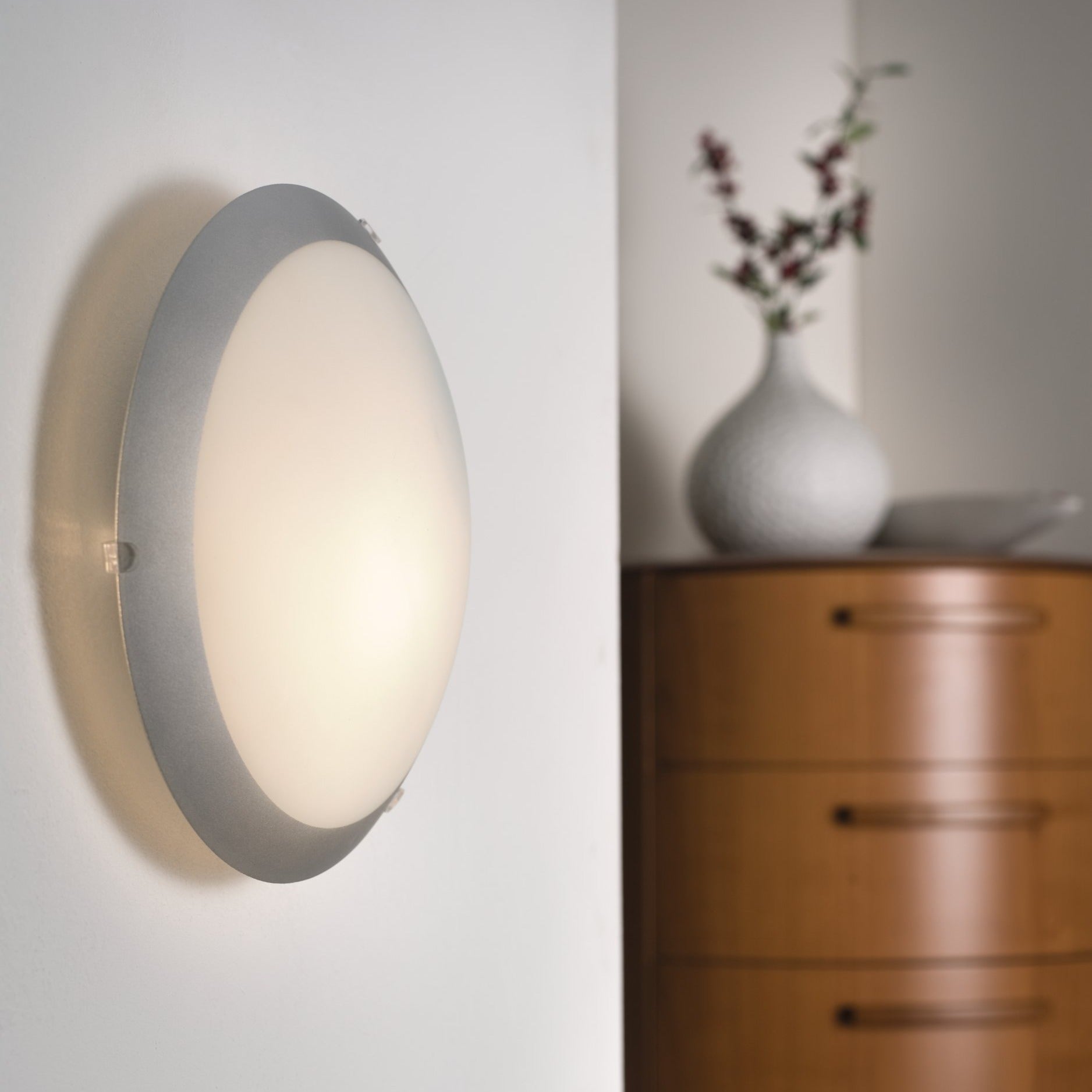 Plafoniera MARS 1 Silver & White Rotunda 25CM