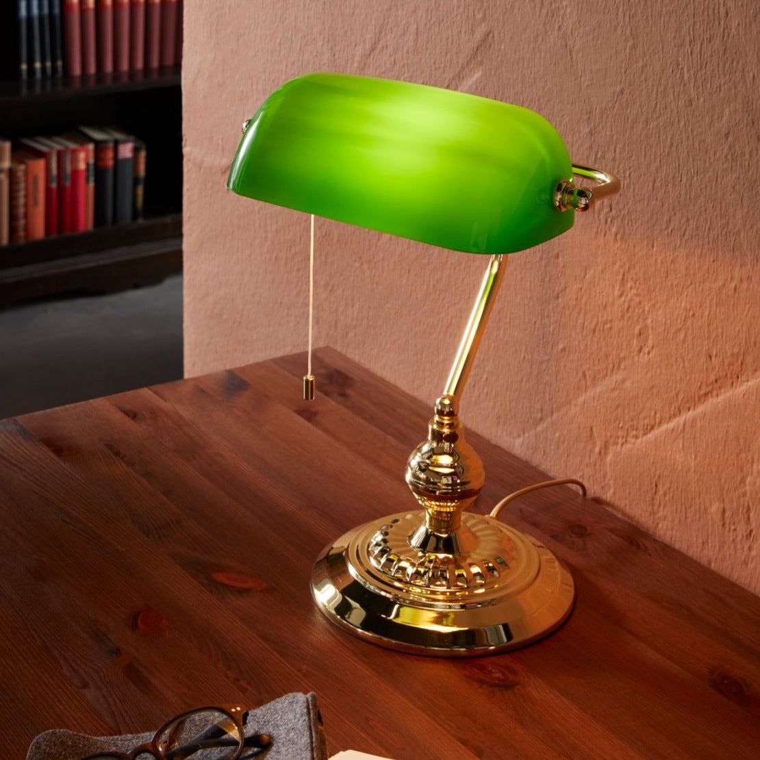 Veioza Decorativa Banker Green & Gold 39CM