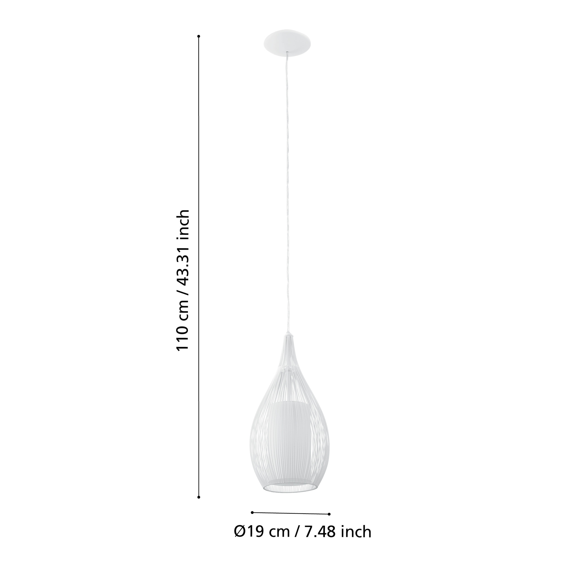 Pendul RAZONI White 1xE27 Eglo Ø19CM
