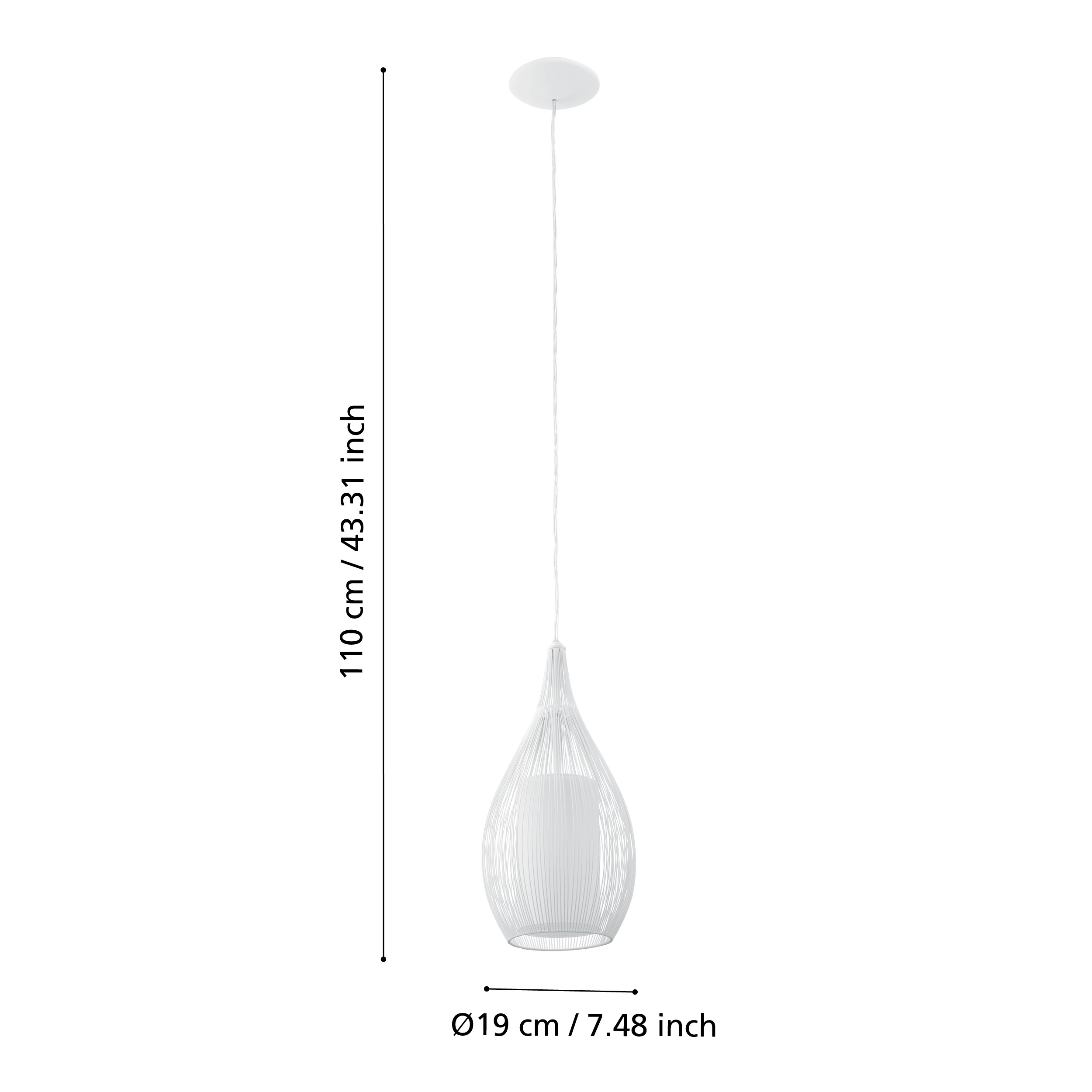 Pendul RAZONI White 1xE27 Eglo Ø19CM