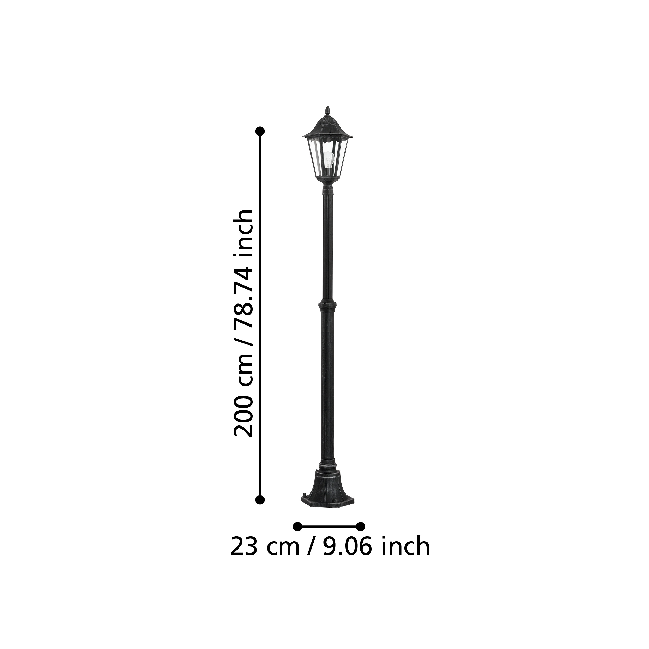 Stalp De Gradina Navedo Tip Felinar Negru 1xE27 200CM