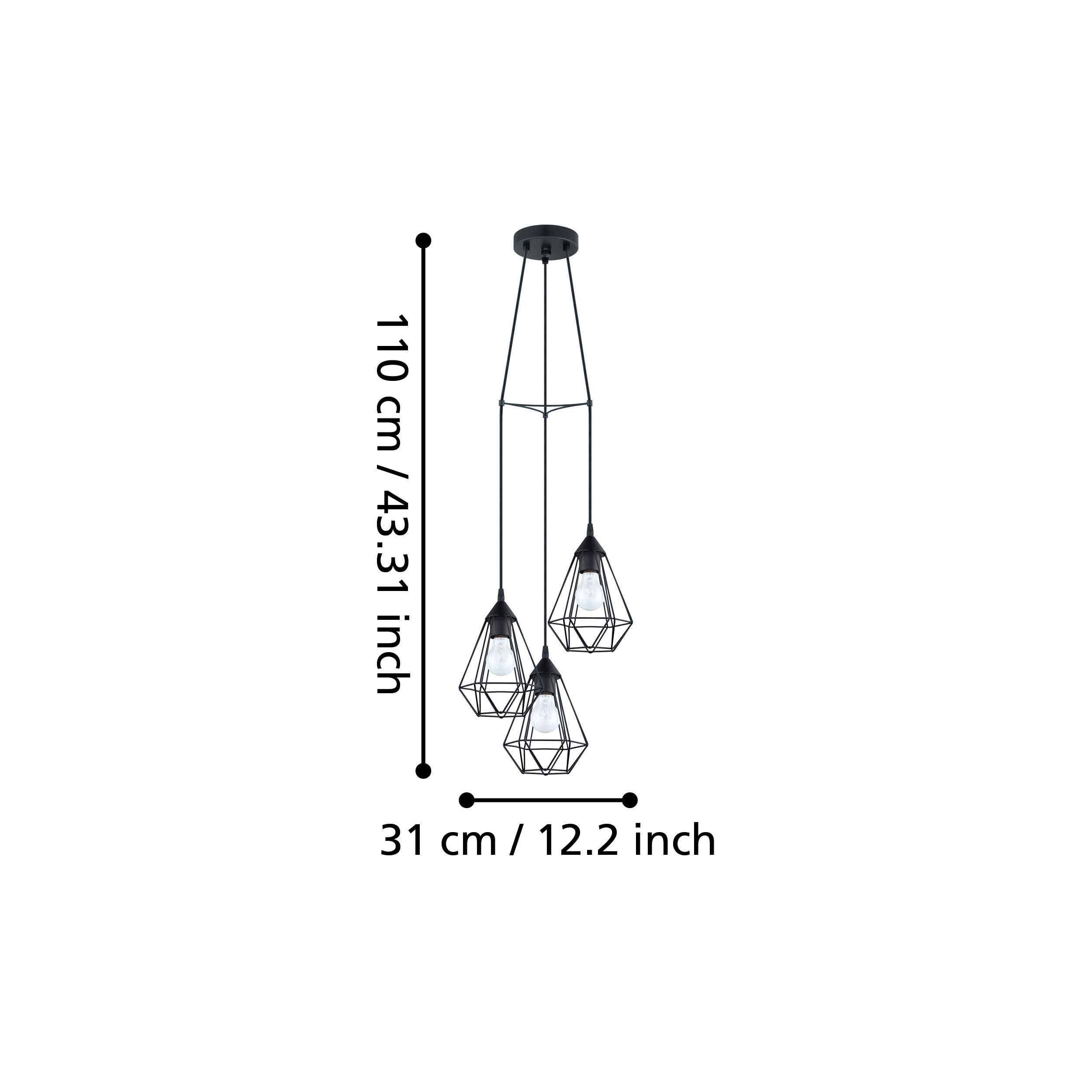 Lustra Suspendata Tarbes Black 3xE27 Eglo Resigilat R2