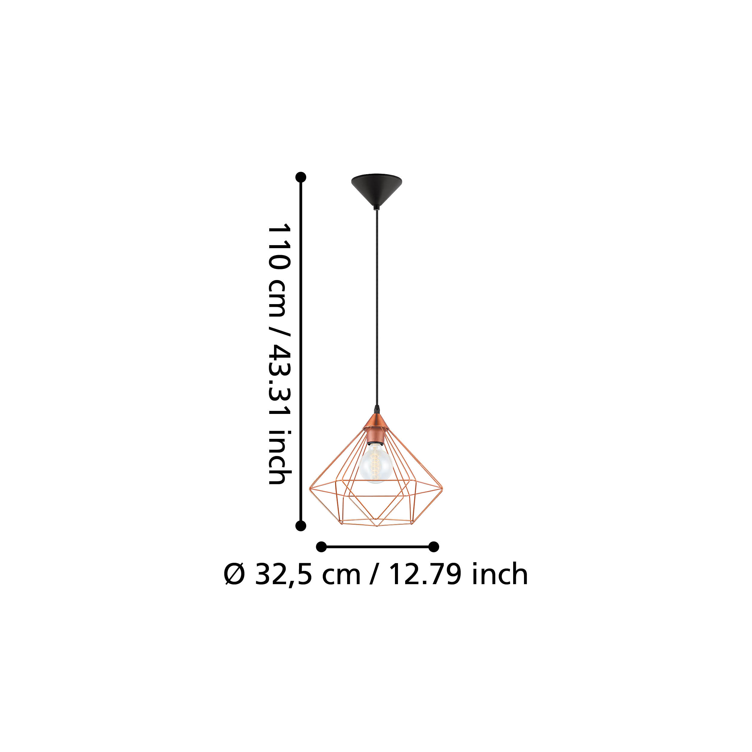 Pendul Tarbes Black & Gold 1xE27 Eglo Ø33CM