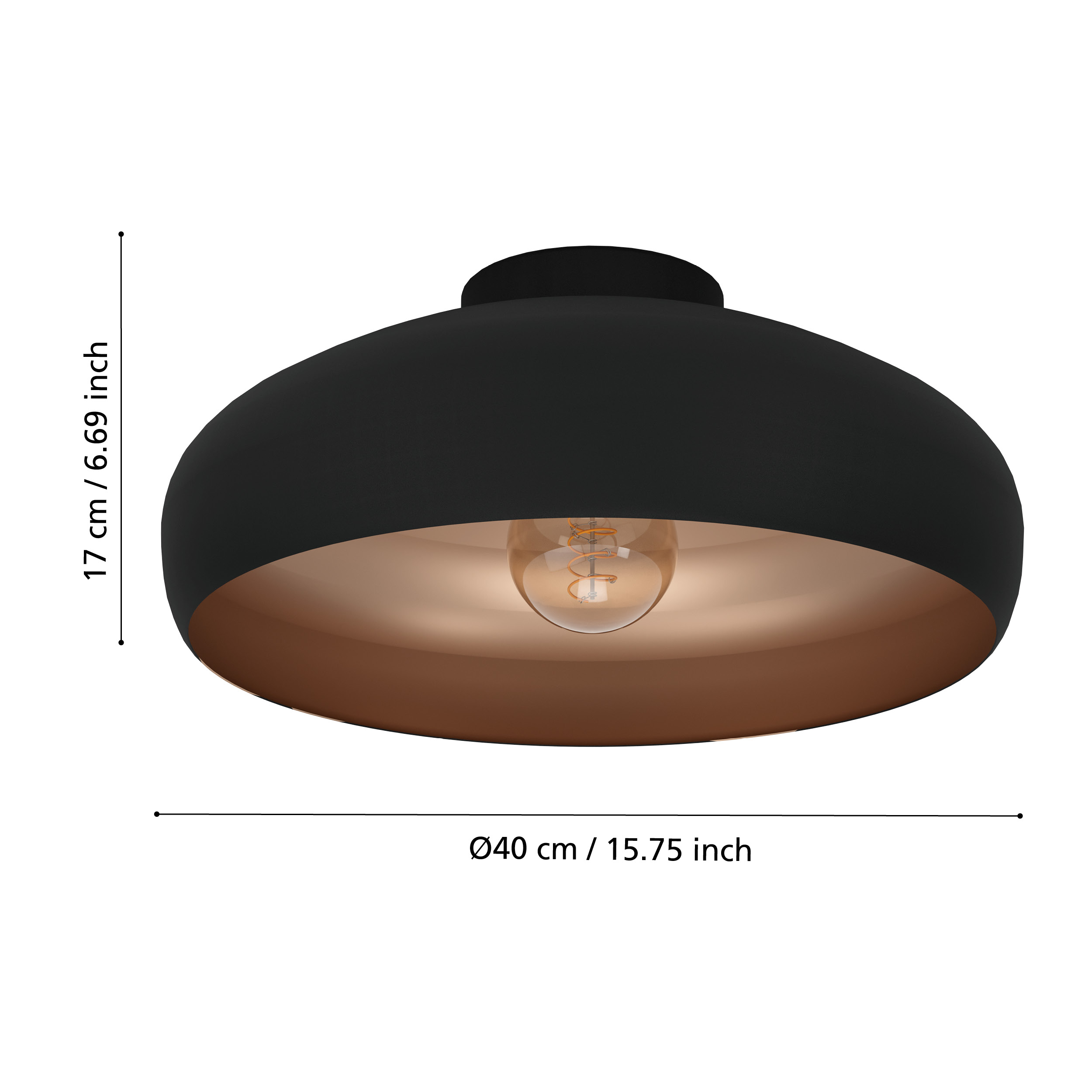 Lustra MOGANO Black & Gold Ø40CM Eglo Resigilat R2
