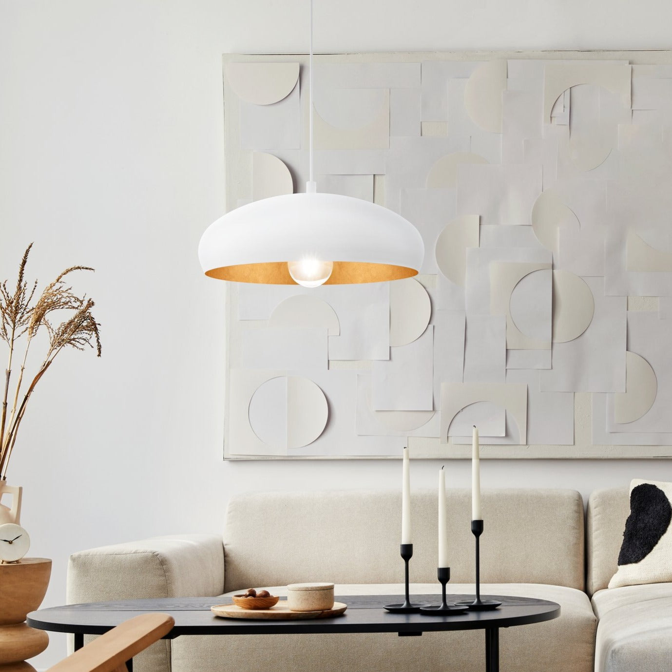 Pendul Vintage MOGANO 1 White & Gold 110CM Eglo