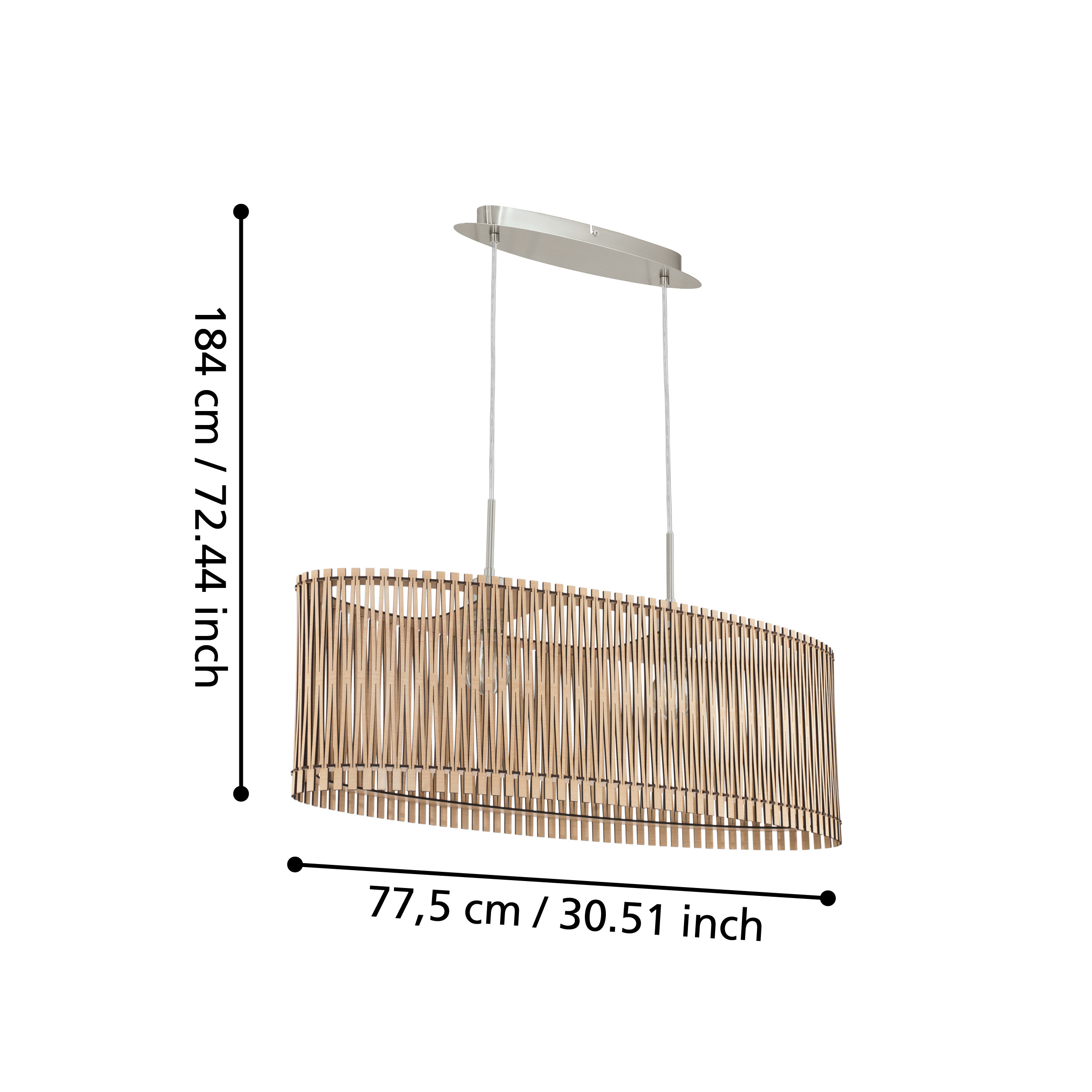 Lustra Suspendata Sendero Silver & Wood 2xE27 Eglo Resigilat R2