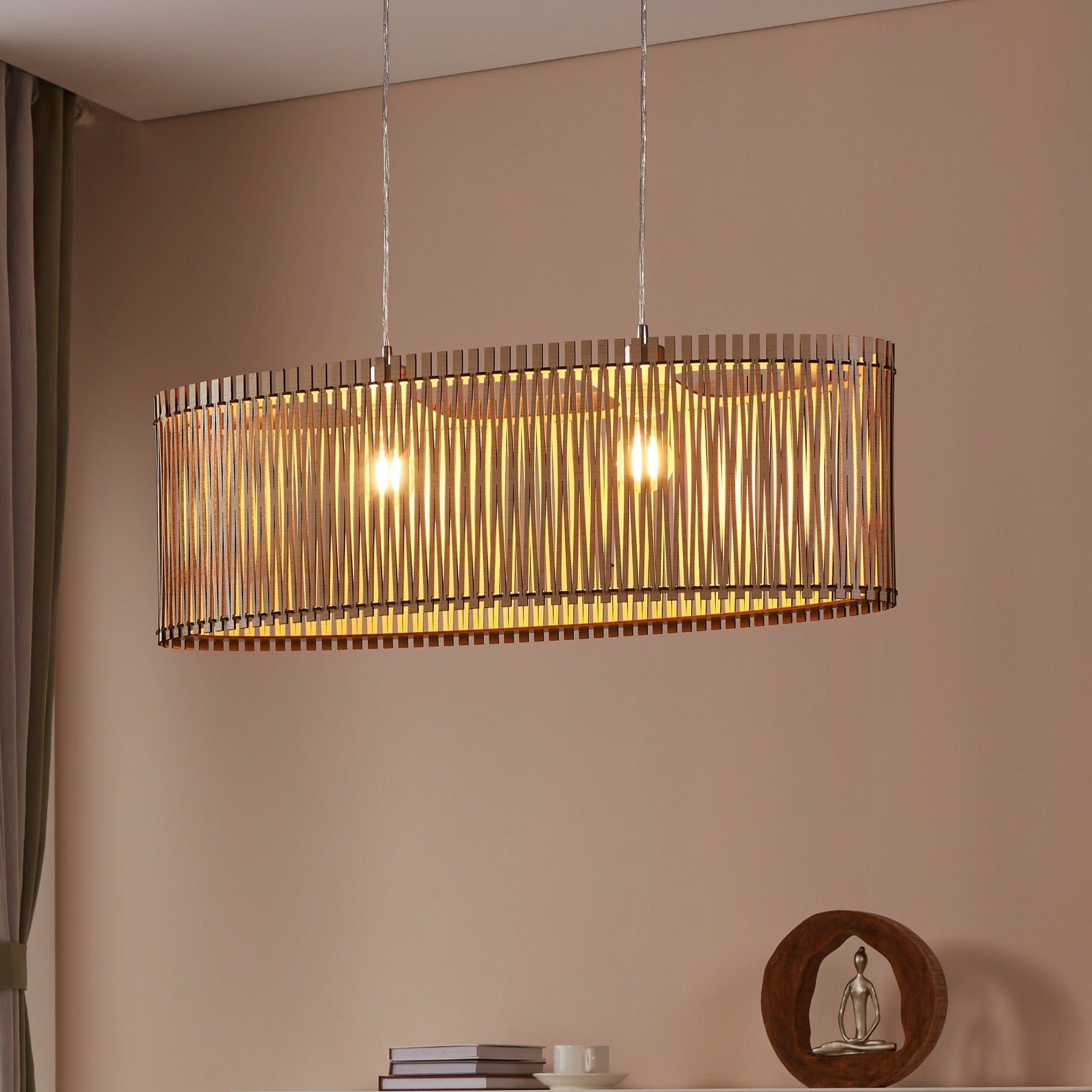 Lustra Suspendata Sendero Silver & Wood 2xE27 Eglo