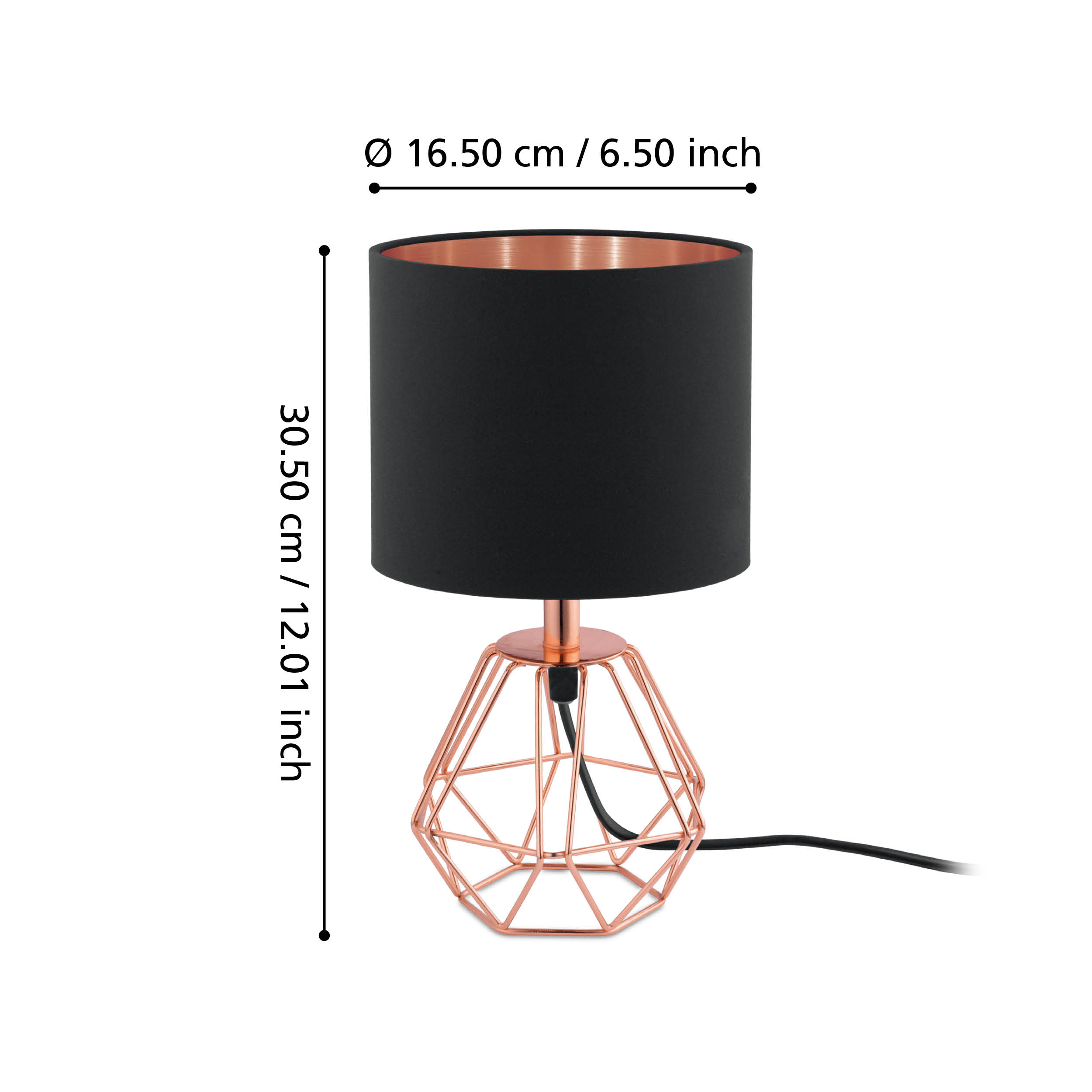 Veioza Decorativa CARLTON 2 Black & Gold 30.5CM