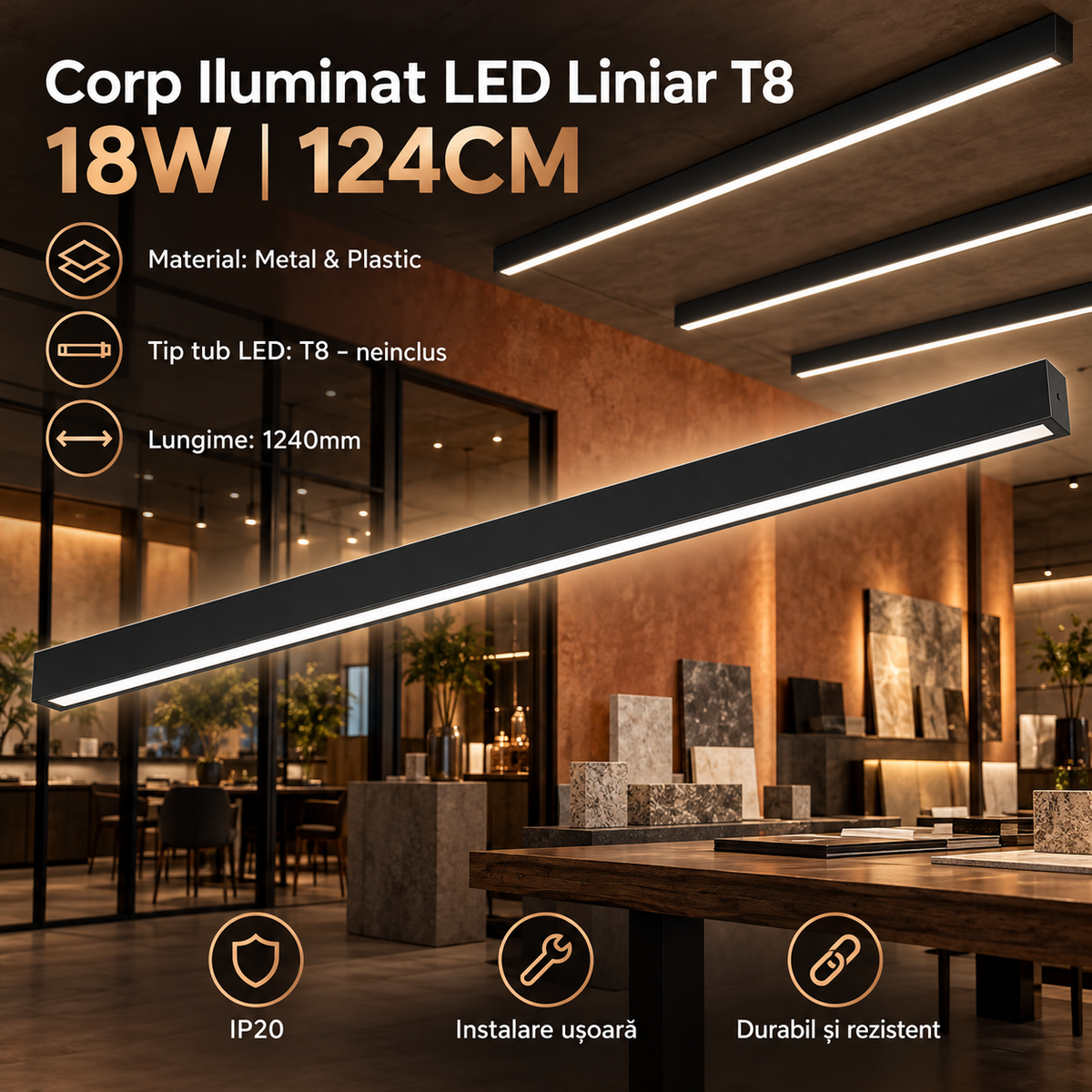 Corp Tub LED Lungo T8 1x124CM Premium
