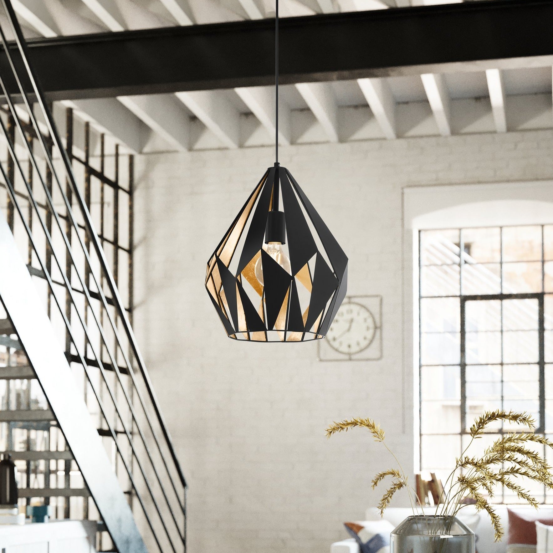 Pendul Vintage CARLTON 1 Black & Gold 110CM Eglo NEAGRA / VINTAGE SI RETRO DESIGN Lighting Fixtures