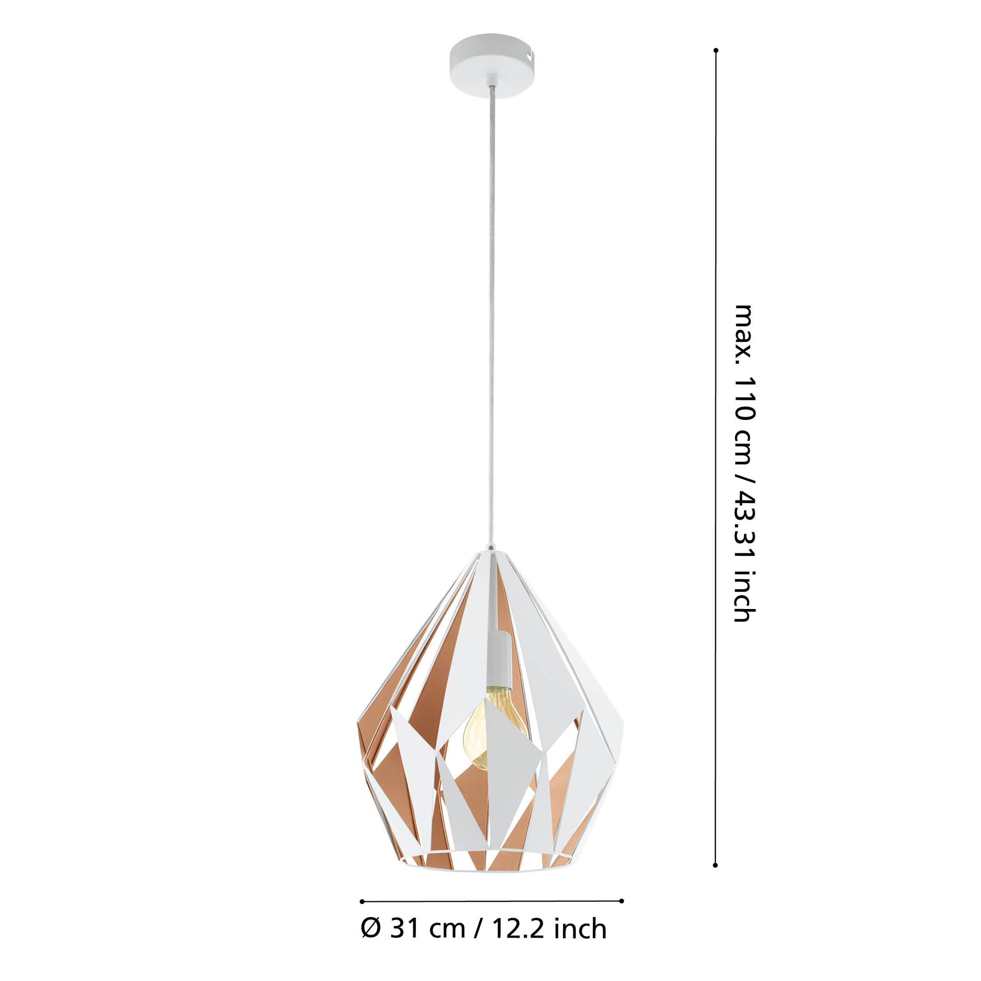 Pendul CARLTON 1 White & Gold 110CM Eglo