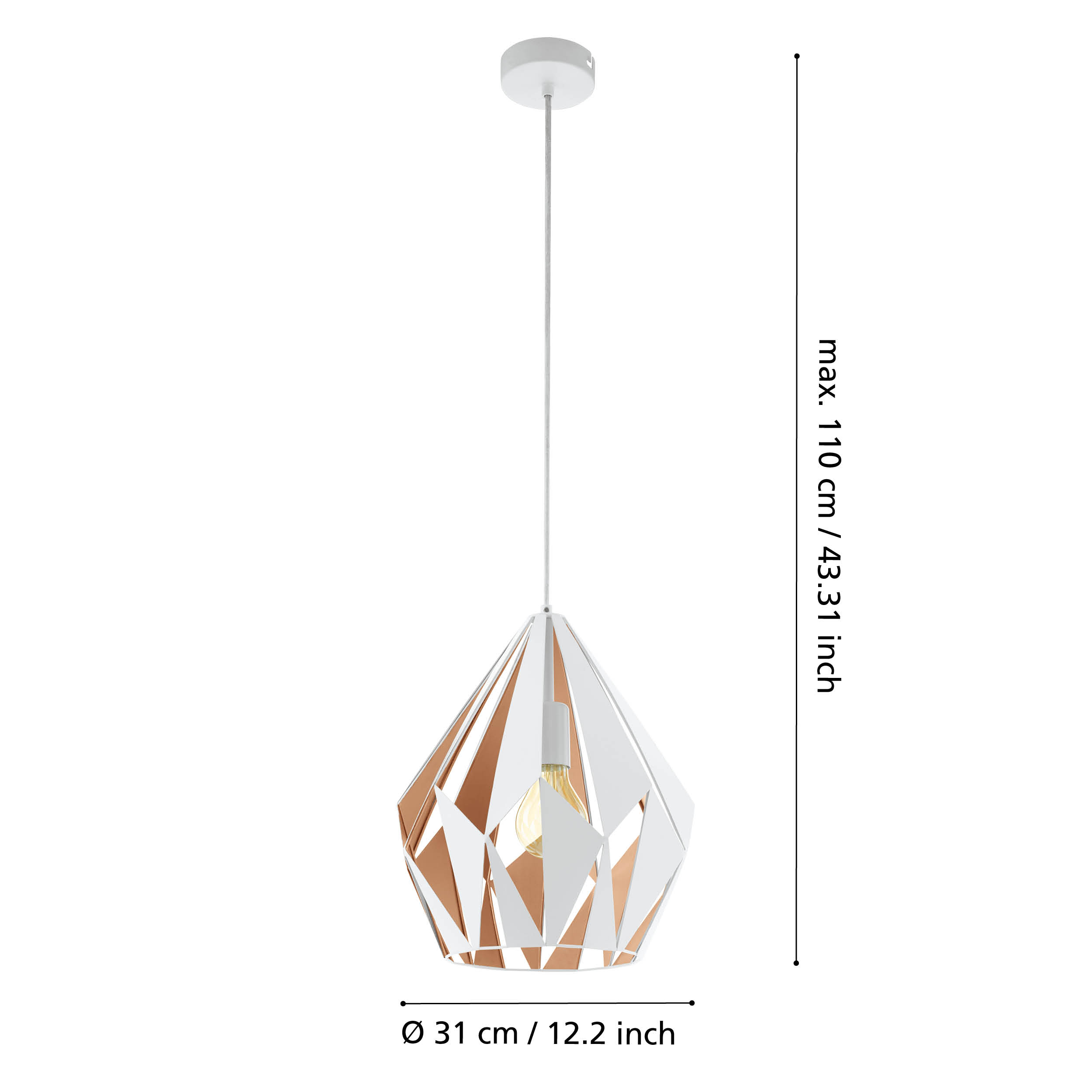Pendul CARLTON 1 White & Gold 110CM Eglo