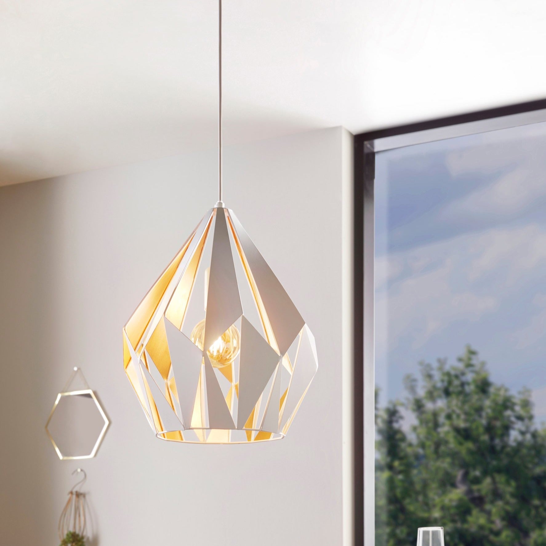 Pendul CARLTON 1 White & Gold 110CM Eglo