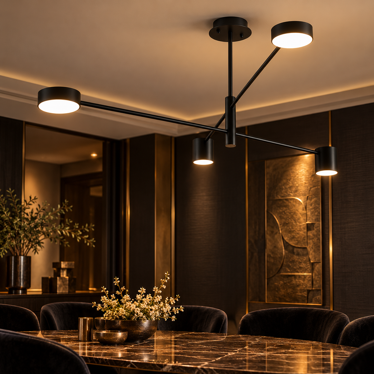 Lustra LED Gyzo Black Echivalent 150W Telecomanda