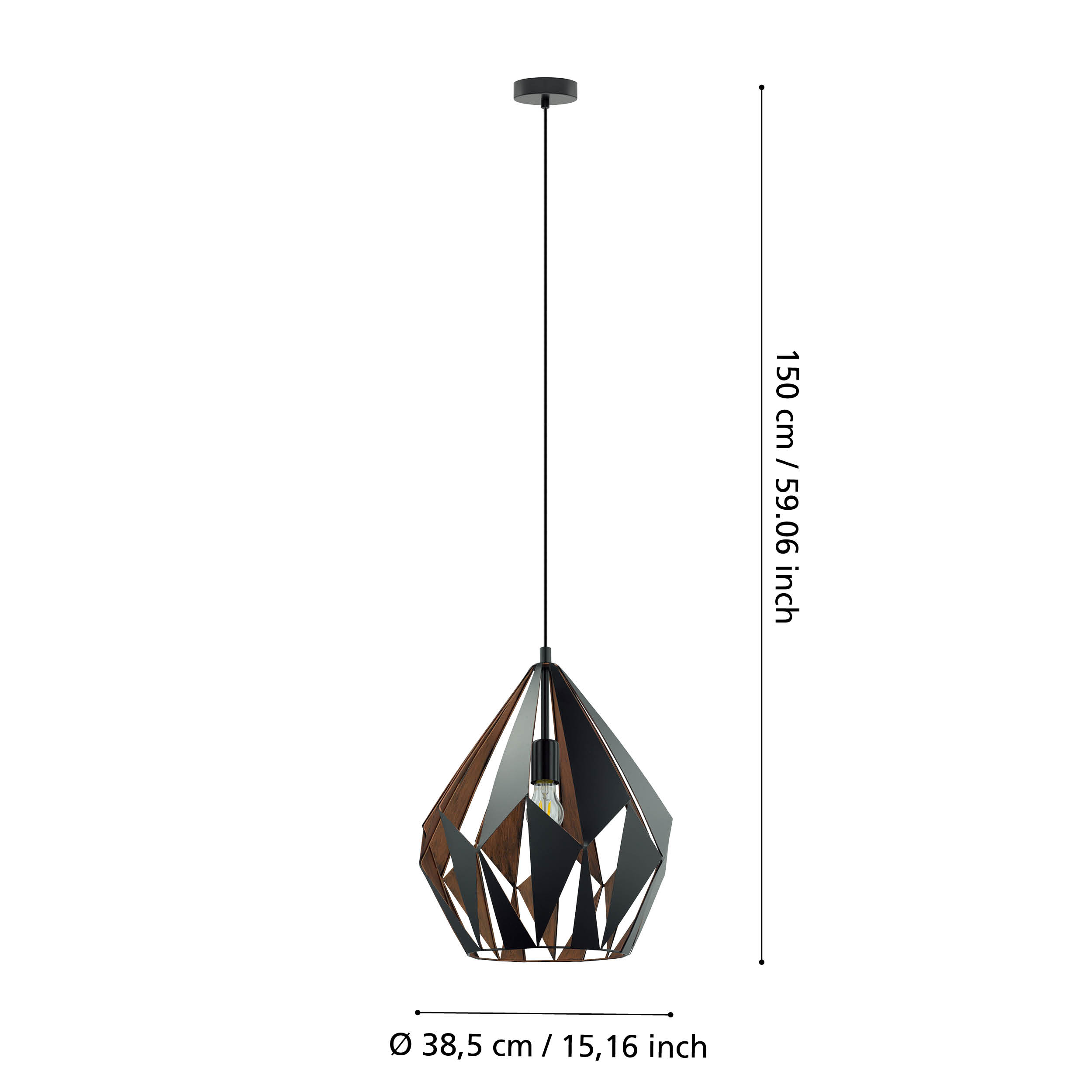 Pendul Vintage CARLTON 1 150CM Eglo NEAGRA / VINTAGE SI RETRO DESIGN Lighting Fixtures