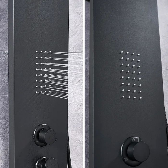 Panou de Dus Premium Black SoftStone - Masaj, 130CM