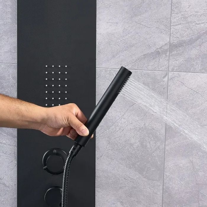 Panou de Dus Premium Black SoftStone - Masaj, 130CM