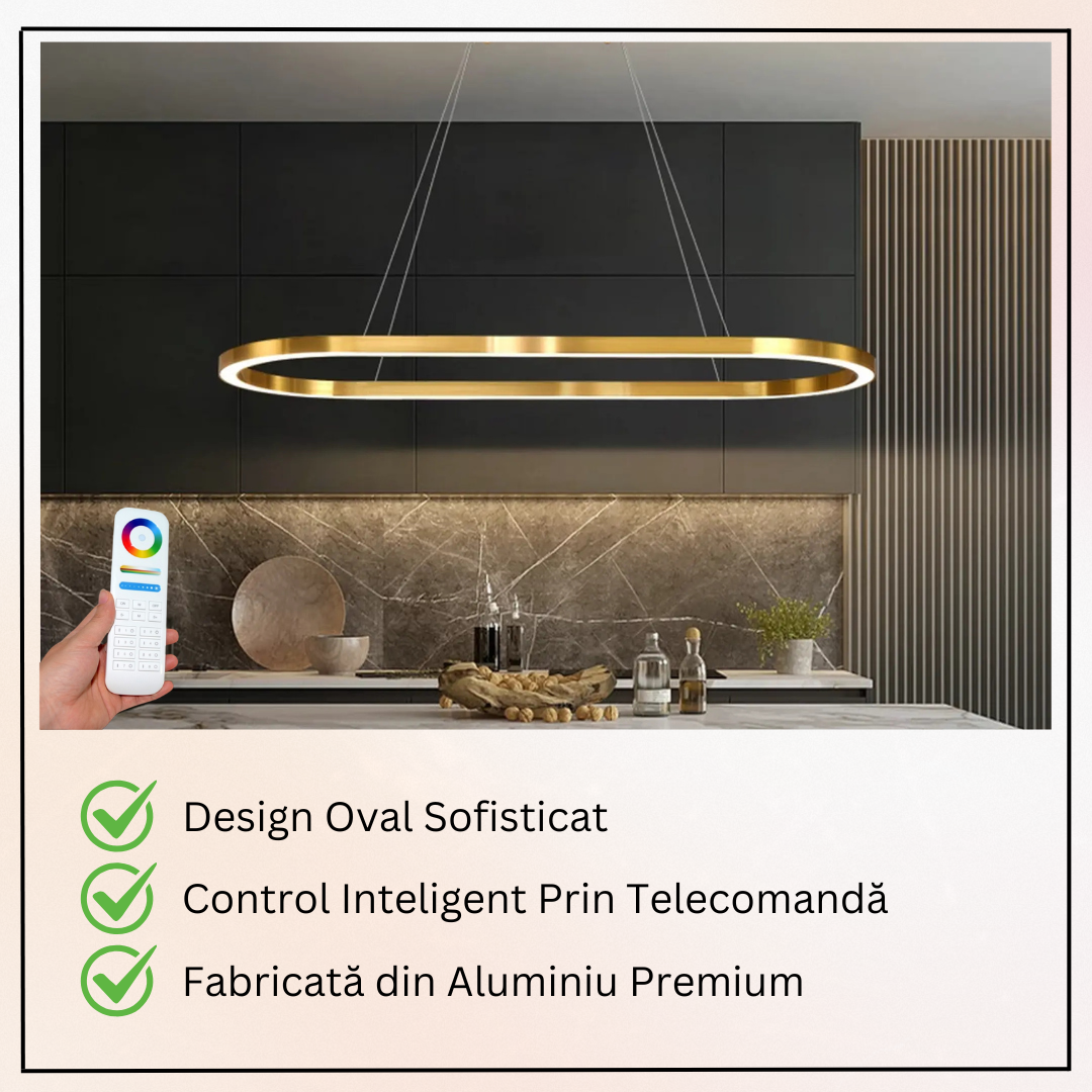 Lustra LED KING Gold 1 Segment Oval Echivalent 400W Telecomanda