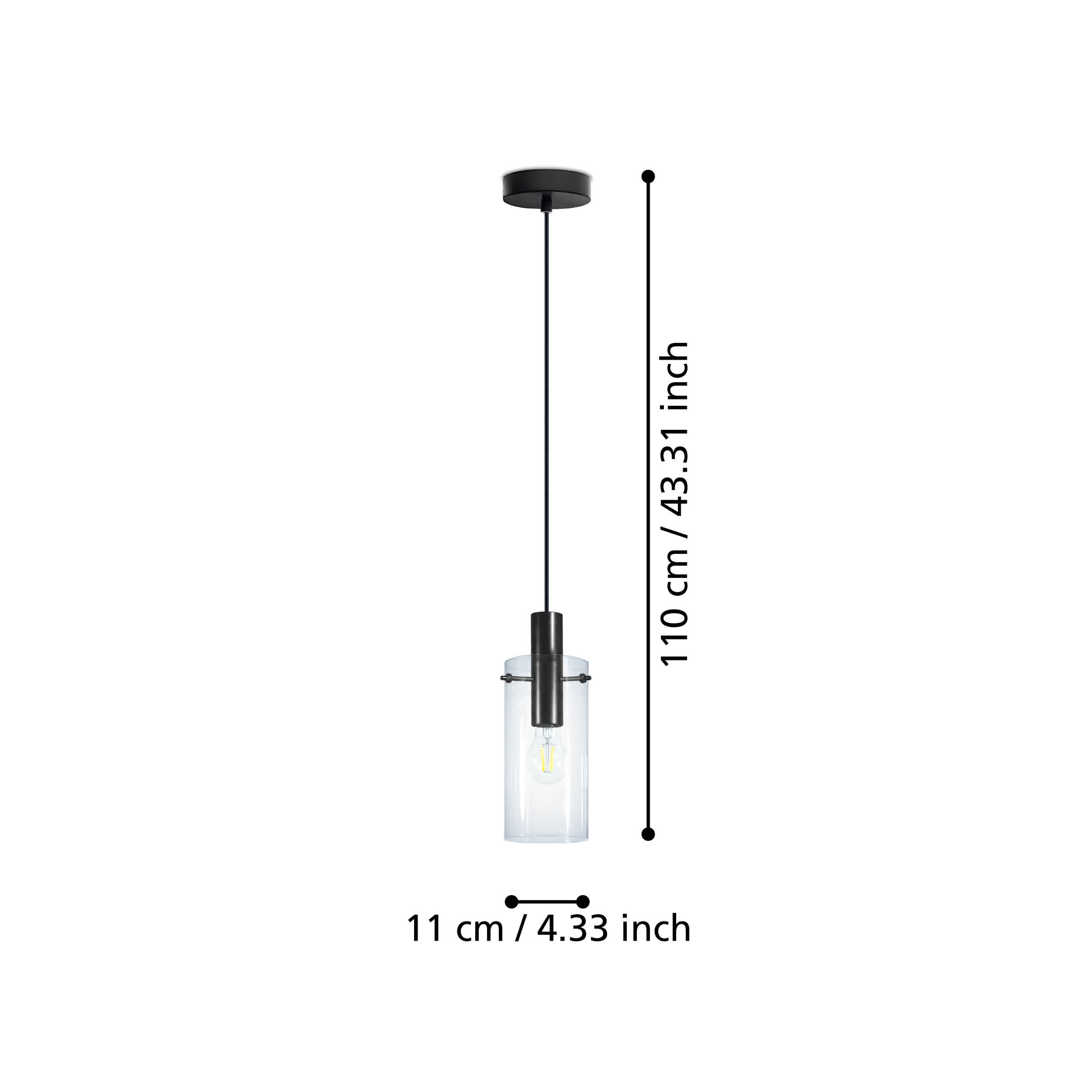 Pendul MONTEFINO Black 1xE27 Eglo Ø11CM