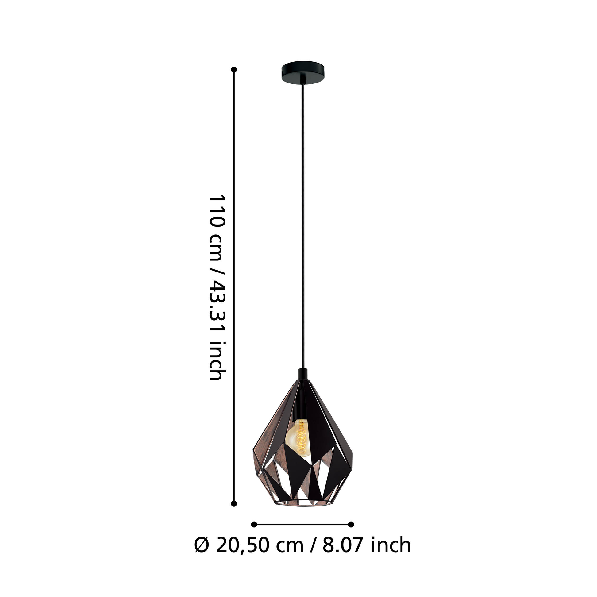 Pendul CARLTON 1 Black & Gold 1xE27 Eglo Ø21CM