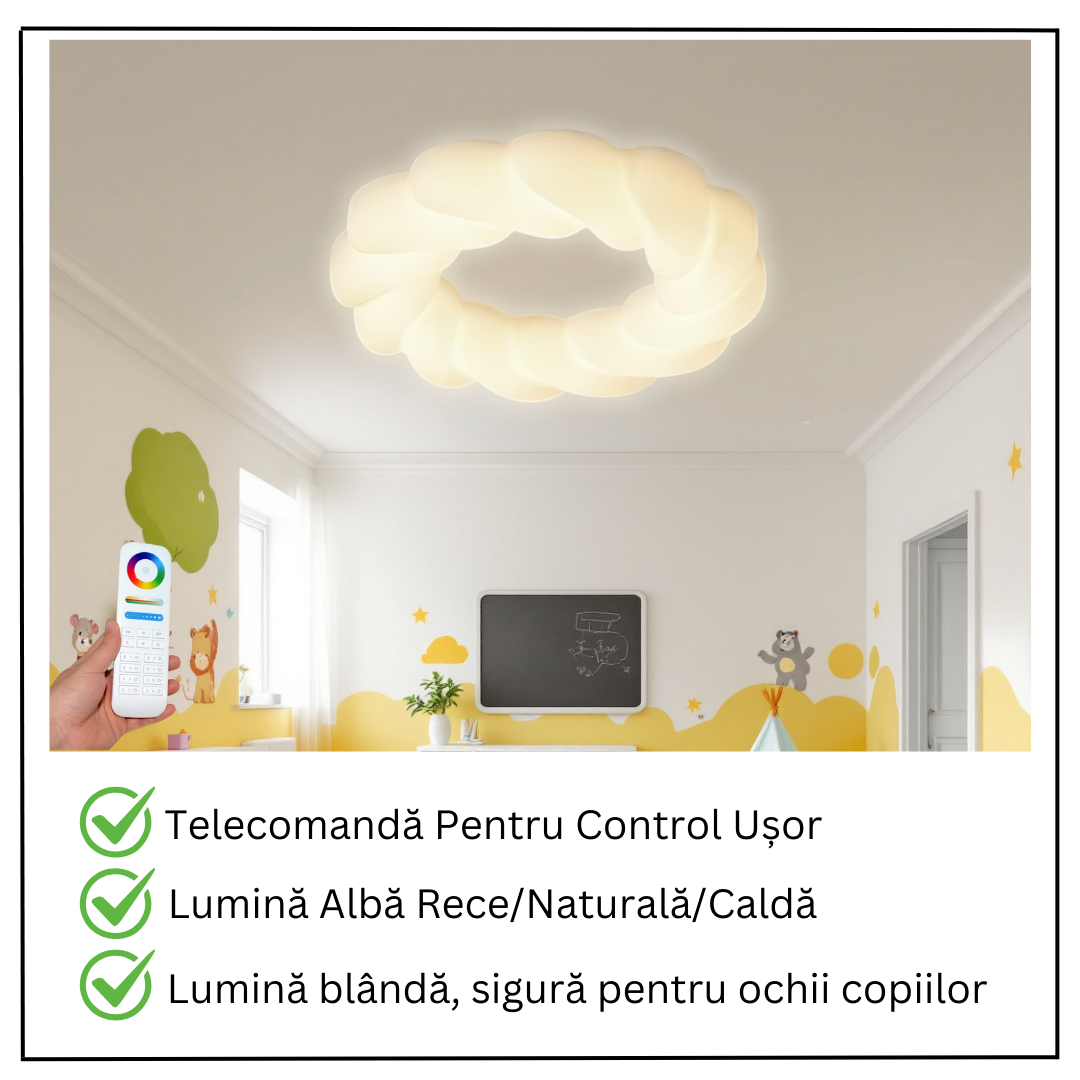 Lustra LED 120W Fluffy Cloud Telecomanda 5571 (XD) ALBA / 49CM / KIDS Lighting Fixtures