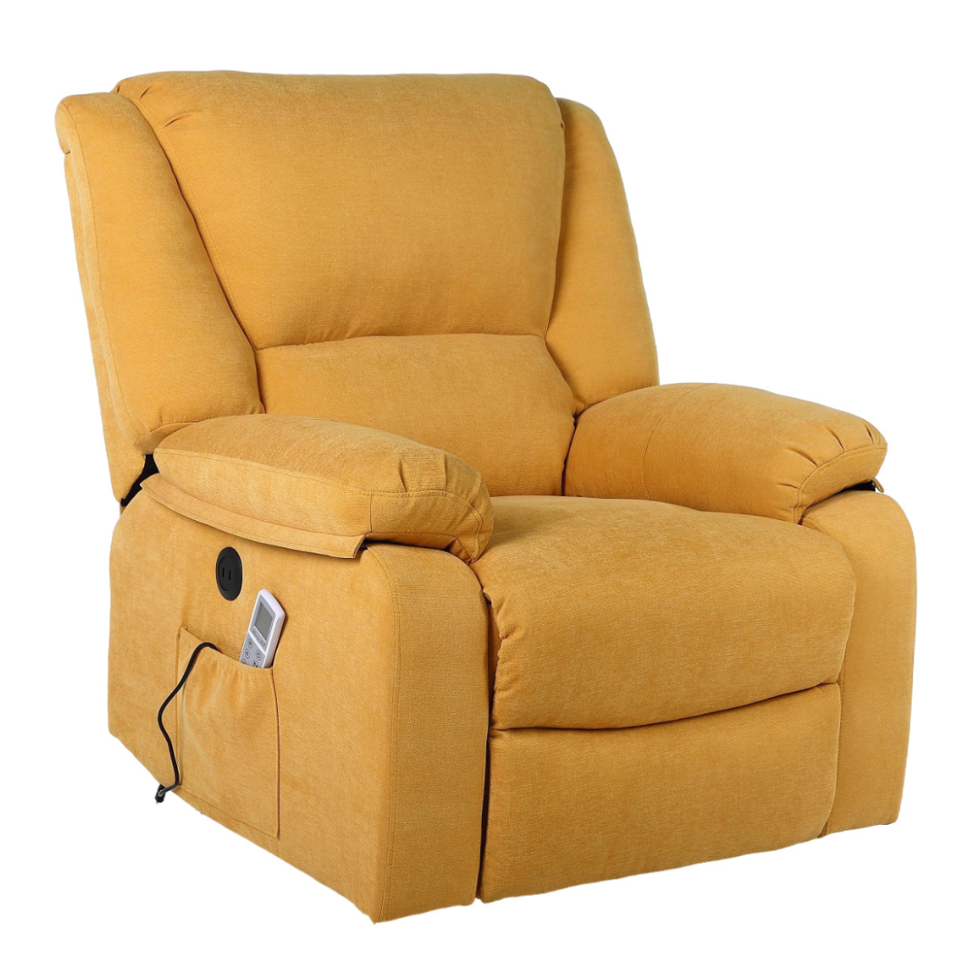 Fotoliu cu Masaj si Incalzire, Recliner Electric, Galben