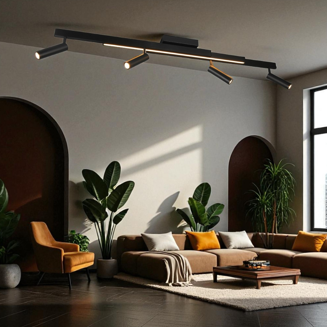 Lustra LED cu 4 Spoturi pe Sina ZENO Black Telecomanda