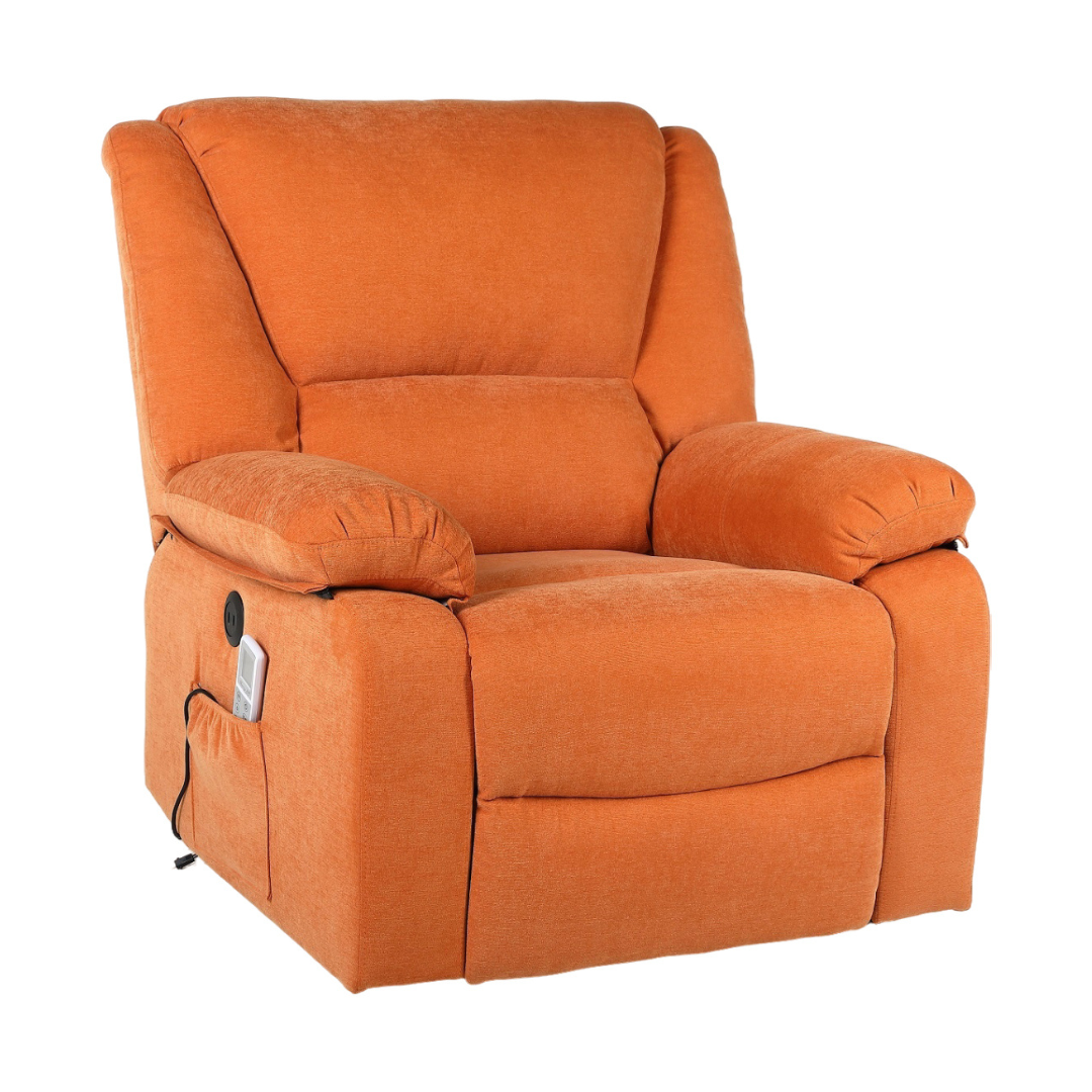 Fotoliu cu Masaj si Incalzire, Recliner Electric, Portocaliu