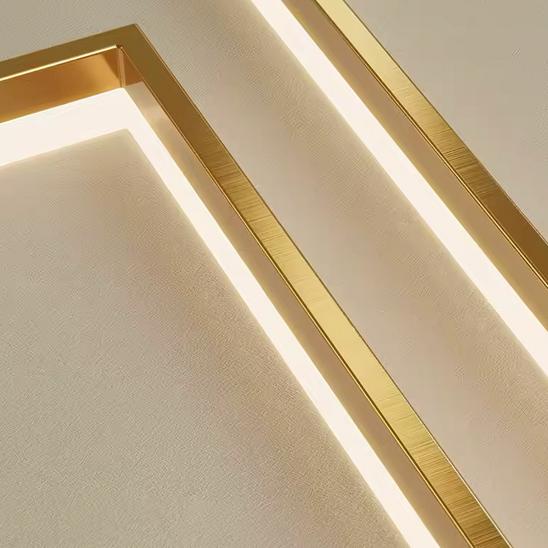 Lustra LED Suspendata cu 2 Elemente Rectangulare Aurii LT108 Echivalent 500W