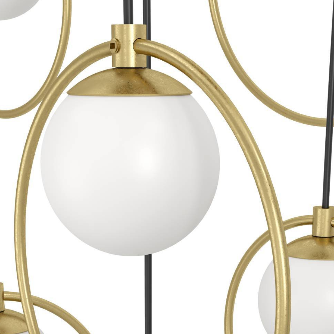 Lustra LED Suspendata PORTOCOLOM Gold Suport Rotund 10Elemente