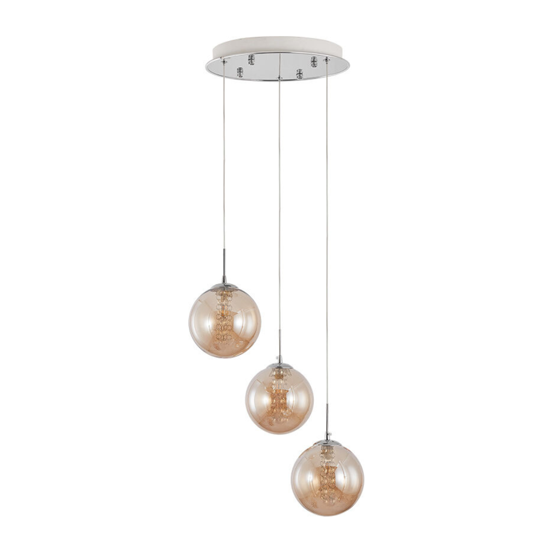 Lustra Suspendata LIMA Silver Abajur Transparent 3xG9