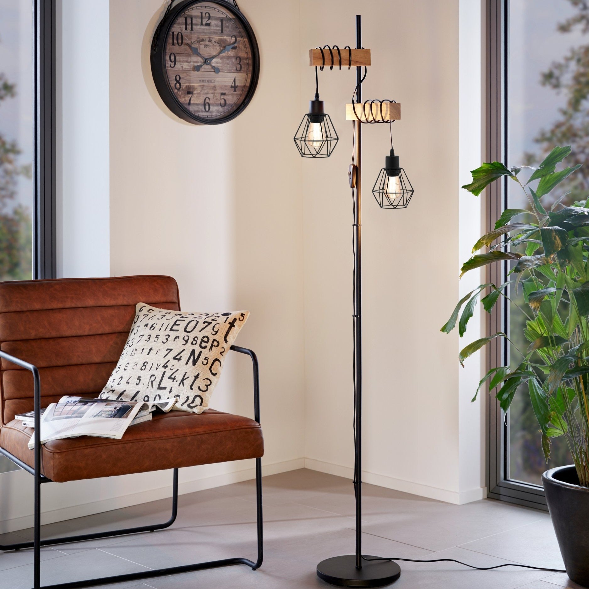 Lampadar TOWNSHEND 5 Abajur Black & Brown 167CM Eglo