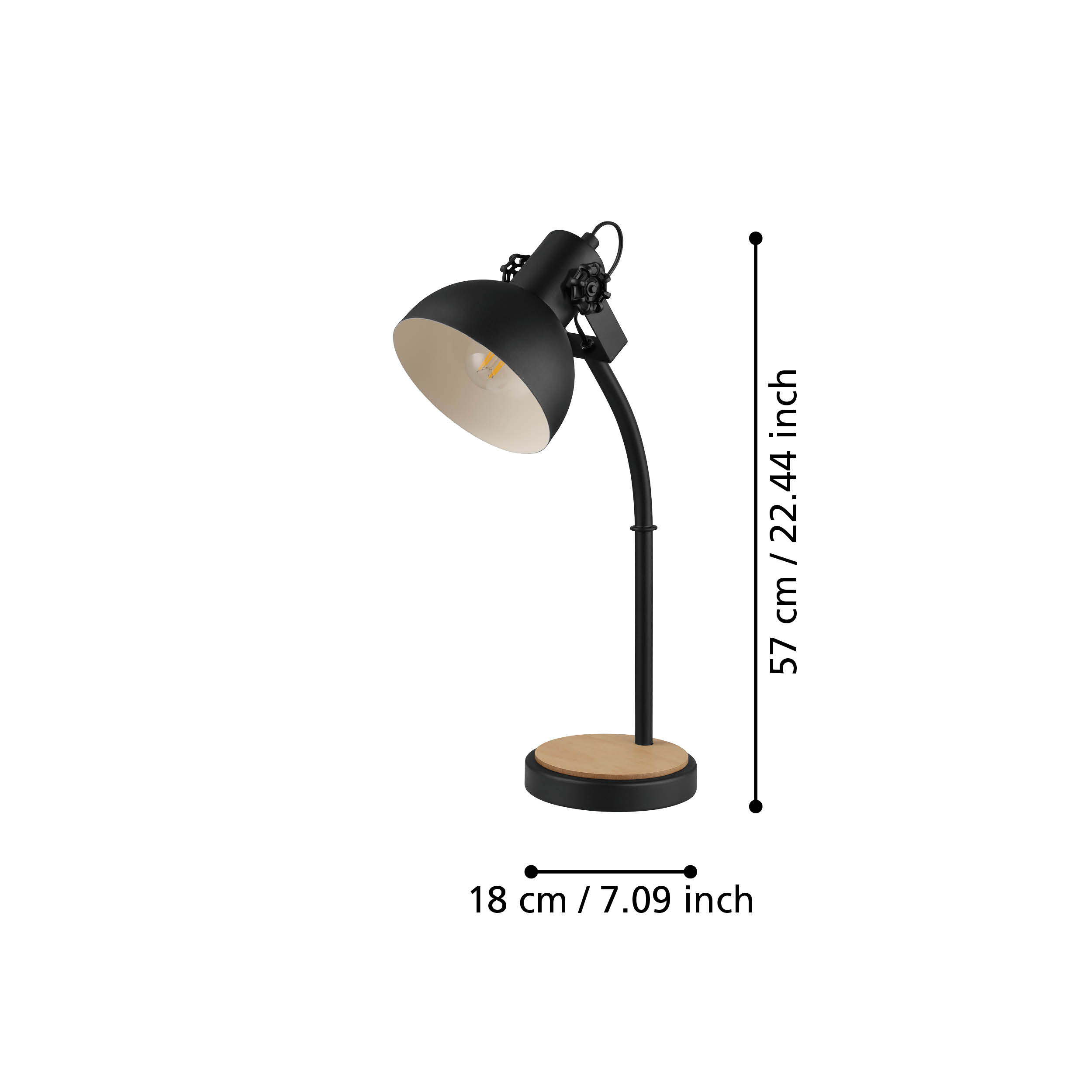 Veioza Lubenham Black & Wood 57CM Eglo