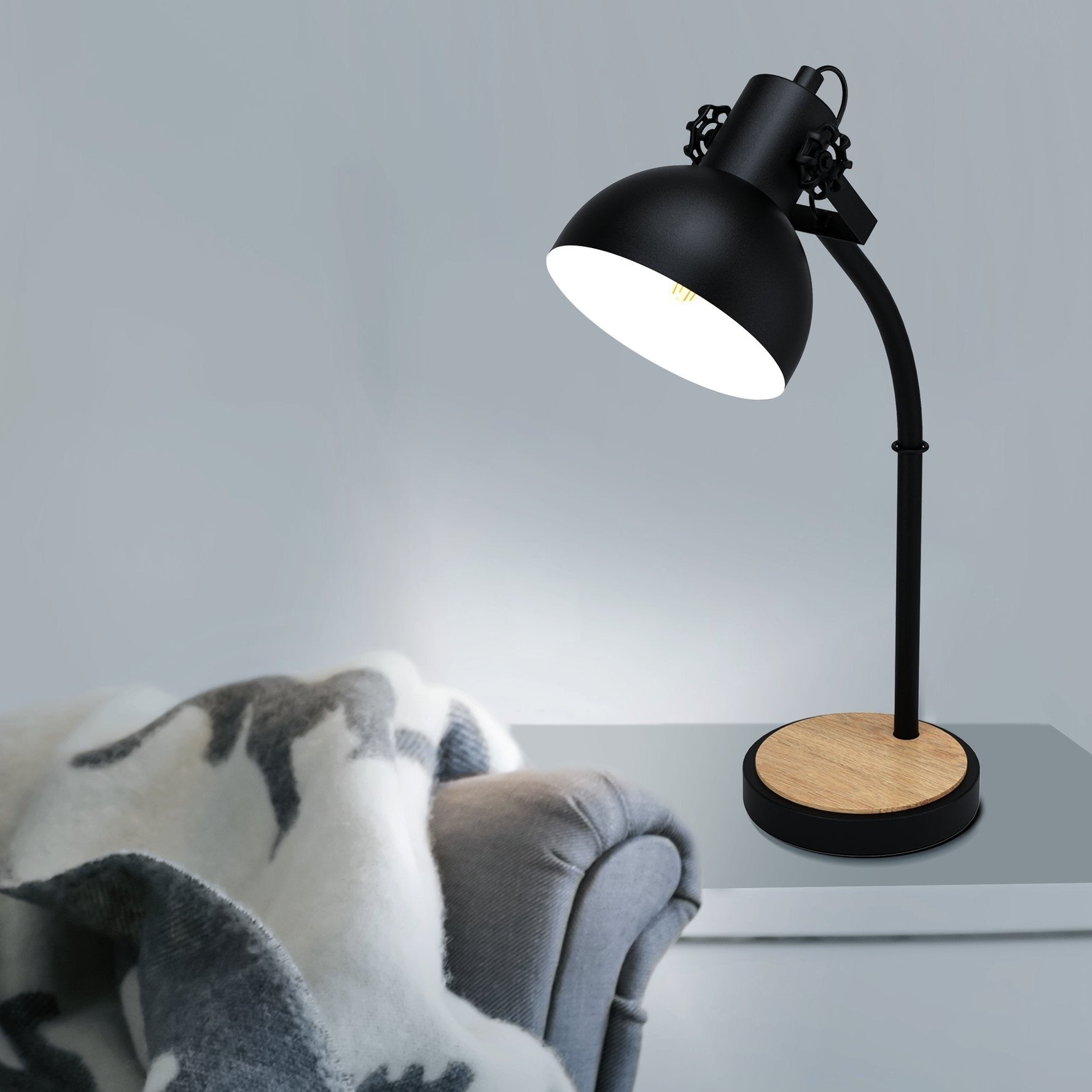 Veioza Lubenham Black & Wood 57CM Eglo