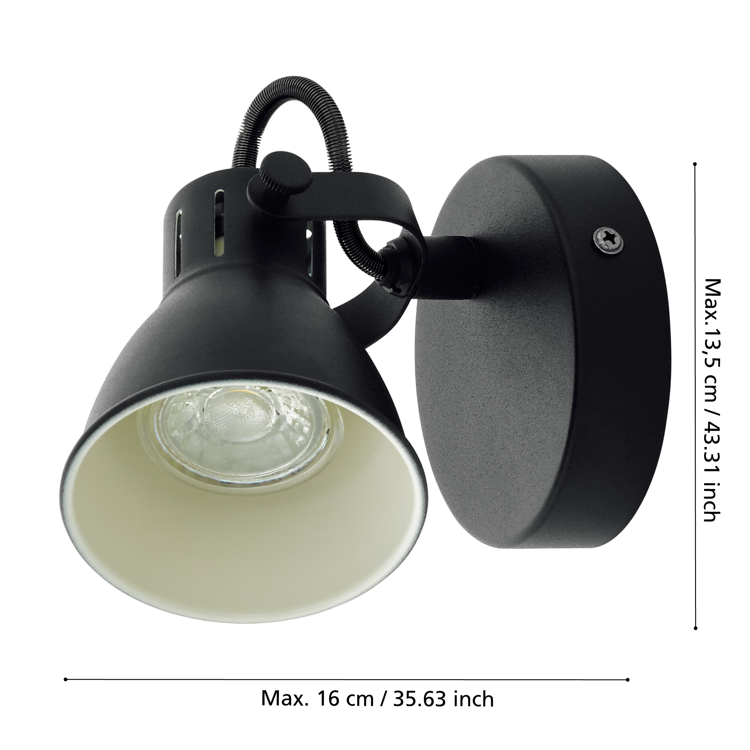 Aplica Seras 2 Black cu Spot Reglabil 1xGU10