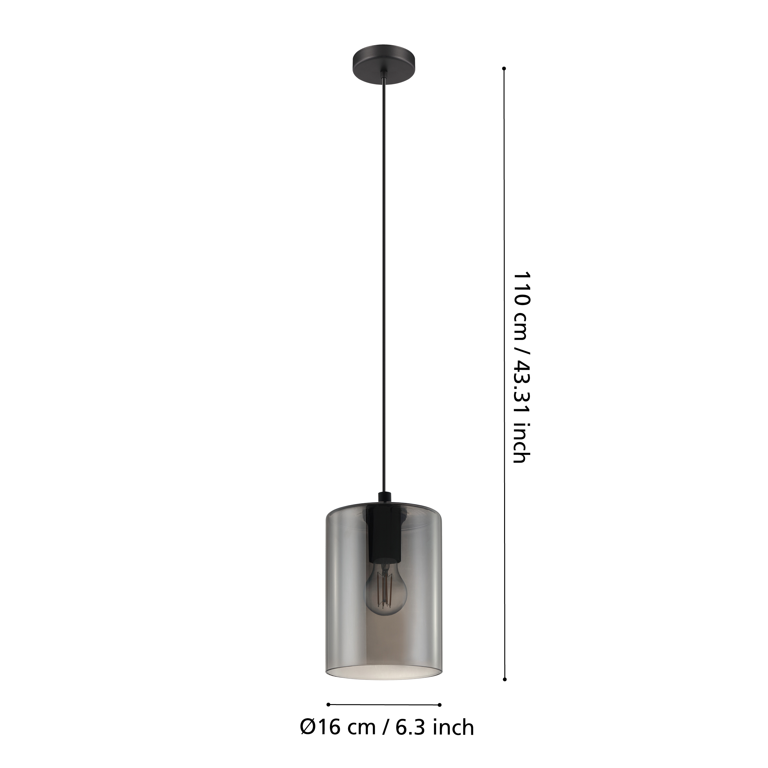 Pendul Cadaques Black 1xE27 Eglo Ø16CM